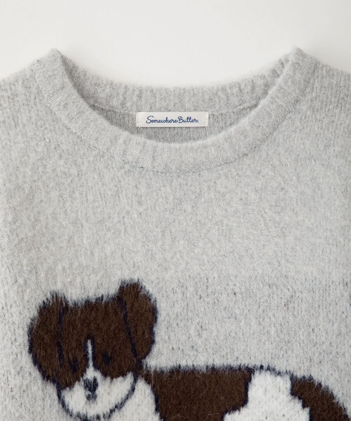 썸웨어버터(SOMEWHEREBUTTER) Puppy Wool Knit - Light Grey
