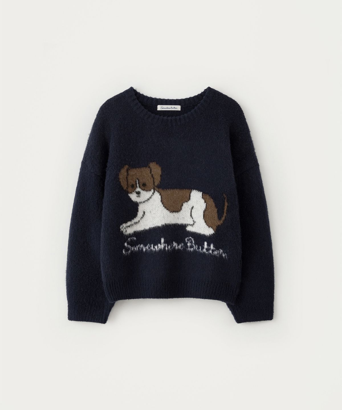 썸웨어버터(SOMEWHEREBUTTER) Puppy Wool Knit - Navy