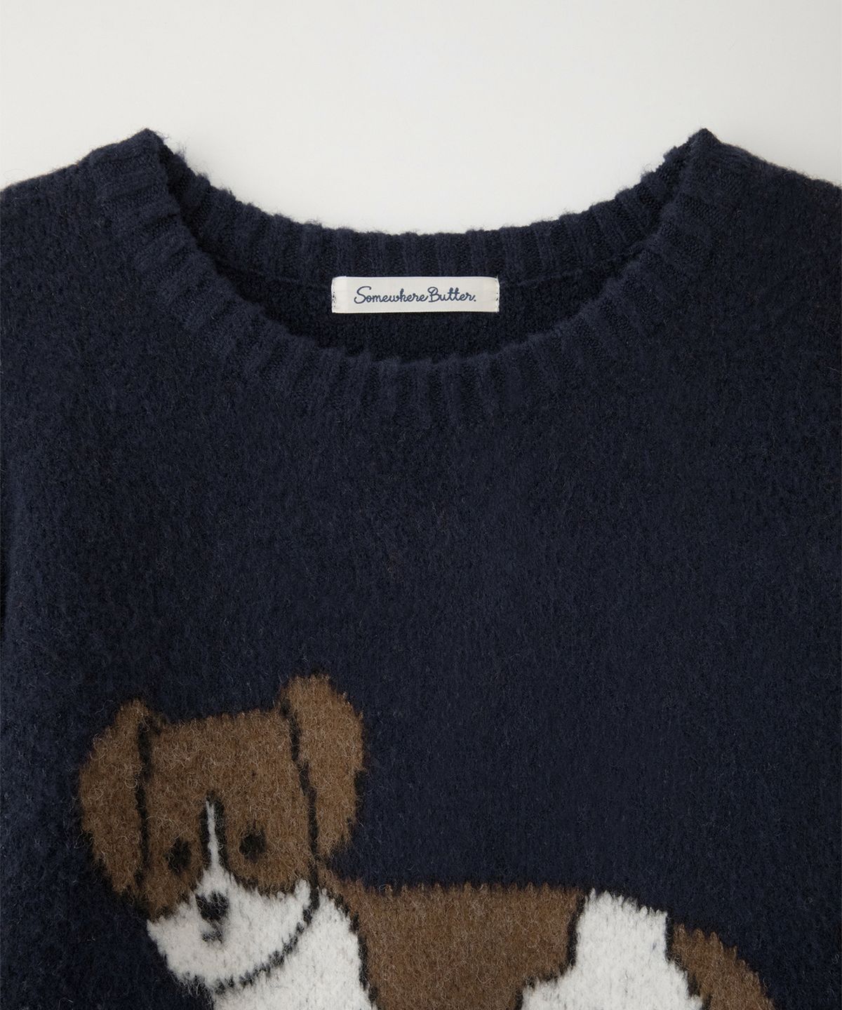 썸웨어버터(SOMEWHEREBUTTER) Puppy Wool Knit - Navy