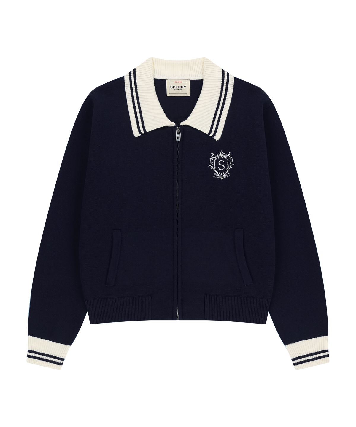 스페리(SPERRY) 헤리티지 니트 집업 재킷_네이비 [SPRN_0001]