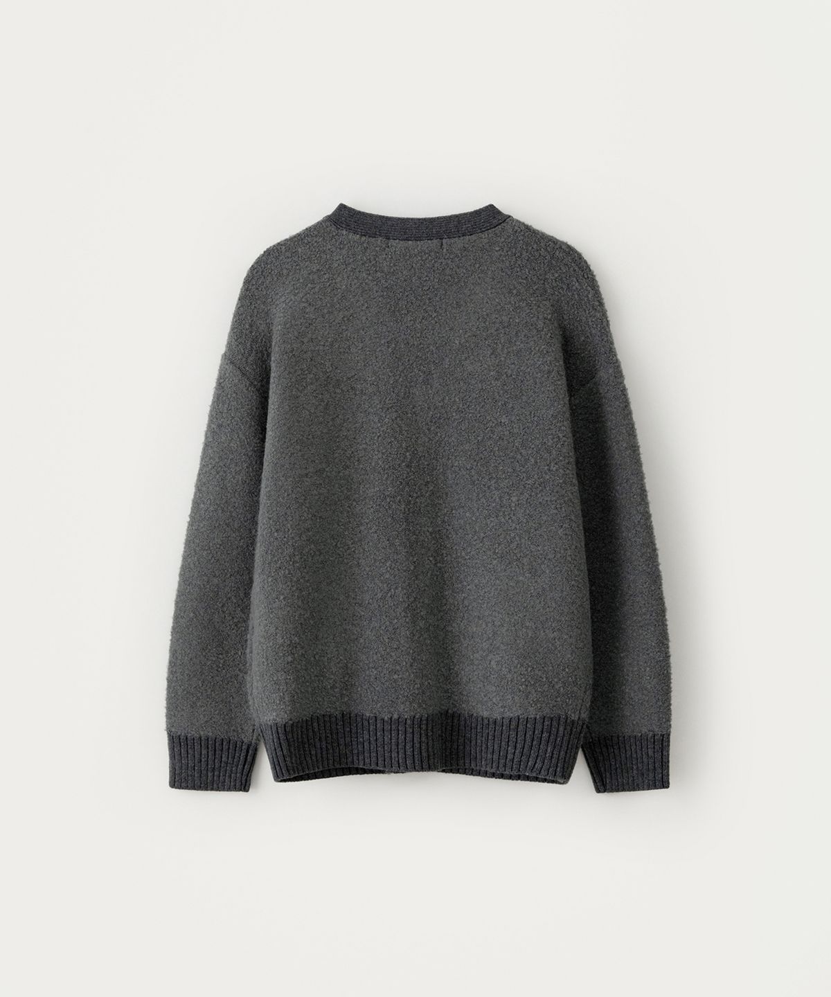 썸웨어버터(SOMEWHEREBUTTER) Rima Boucle V-Neck Cardigan - Charcoal