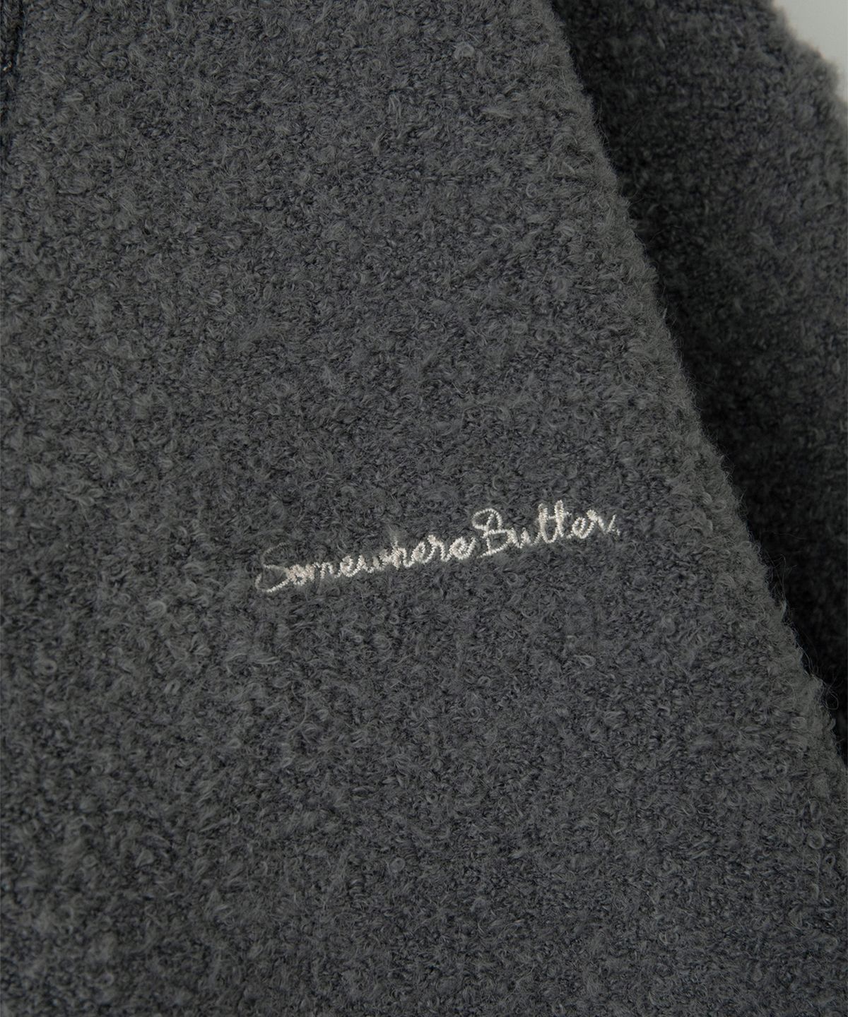 썸웨어버터(SOMEWHEREBUTTER) Rima Boucle V-Neck Cardigan - Charcoal