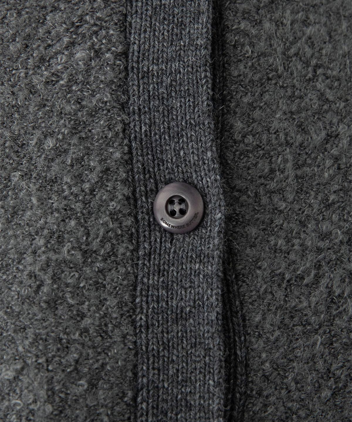 썸웨어버터(SOMEWHEREBUTTER) Rima Boucle V-Neck Cardigan - Charcoal