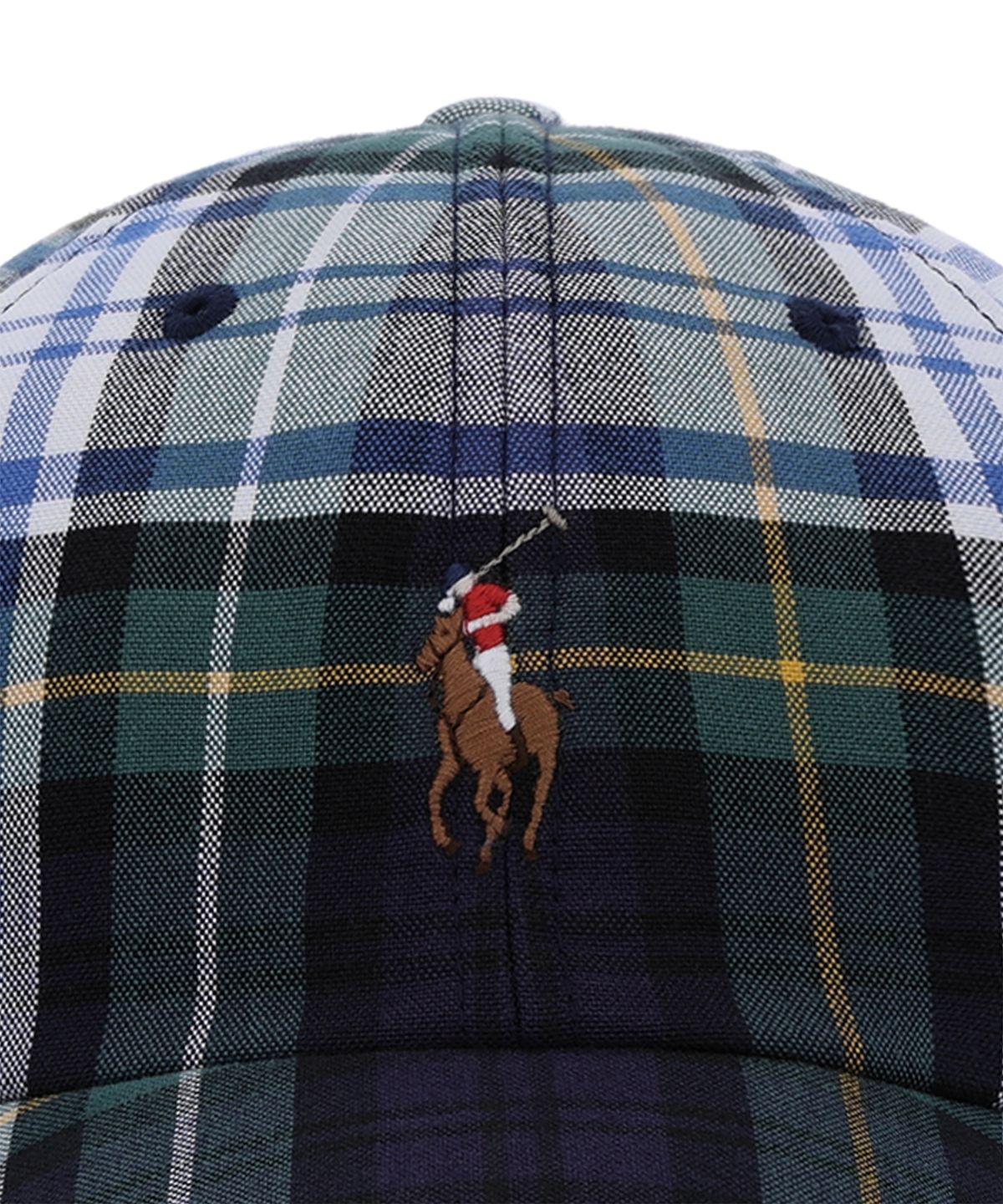 폴로 랄프 로렌(POLO RALPH LAUREN) 플래드 옥스포드 볼 캡-화이트
