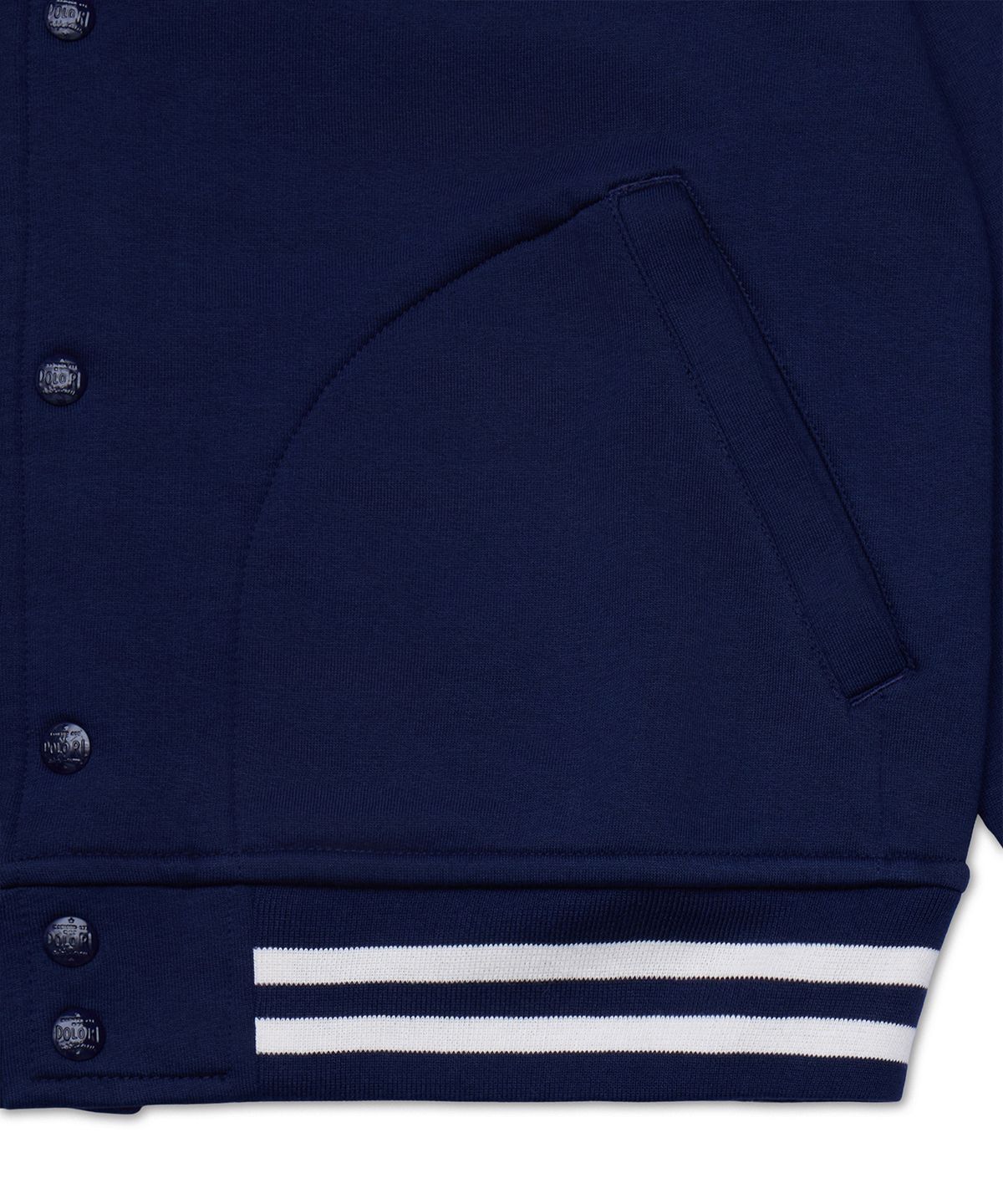 폴로 랄프 로렌(POLO RALPH LAUREN) 로고 플리스 베이스볼 재킷-네이비