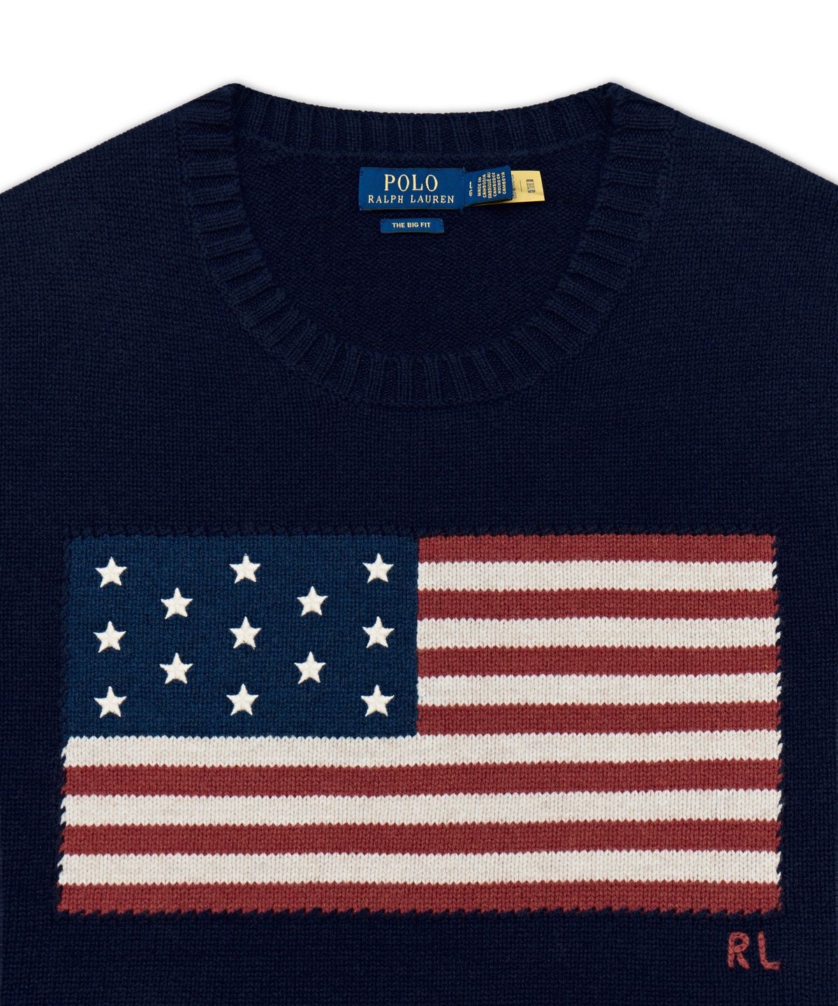 폴로 랄프 로렌(POLO RALPH LAUREN) 빅핏 플래그 스웨터 베스트-블루