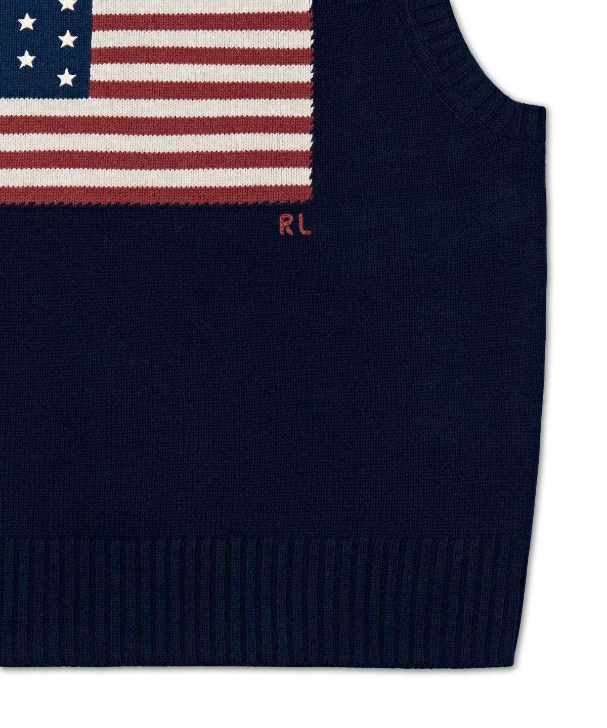 폴로 랄프 로렌(POLO RALPH LAUREN) 빅핏 플래그 스웨터 베스트-블루