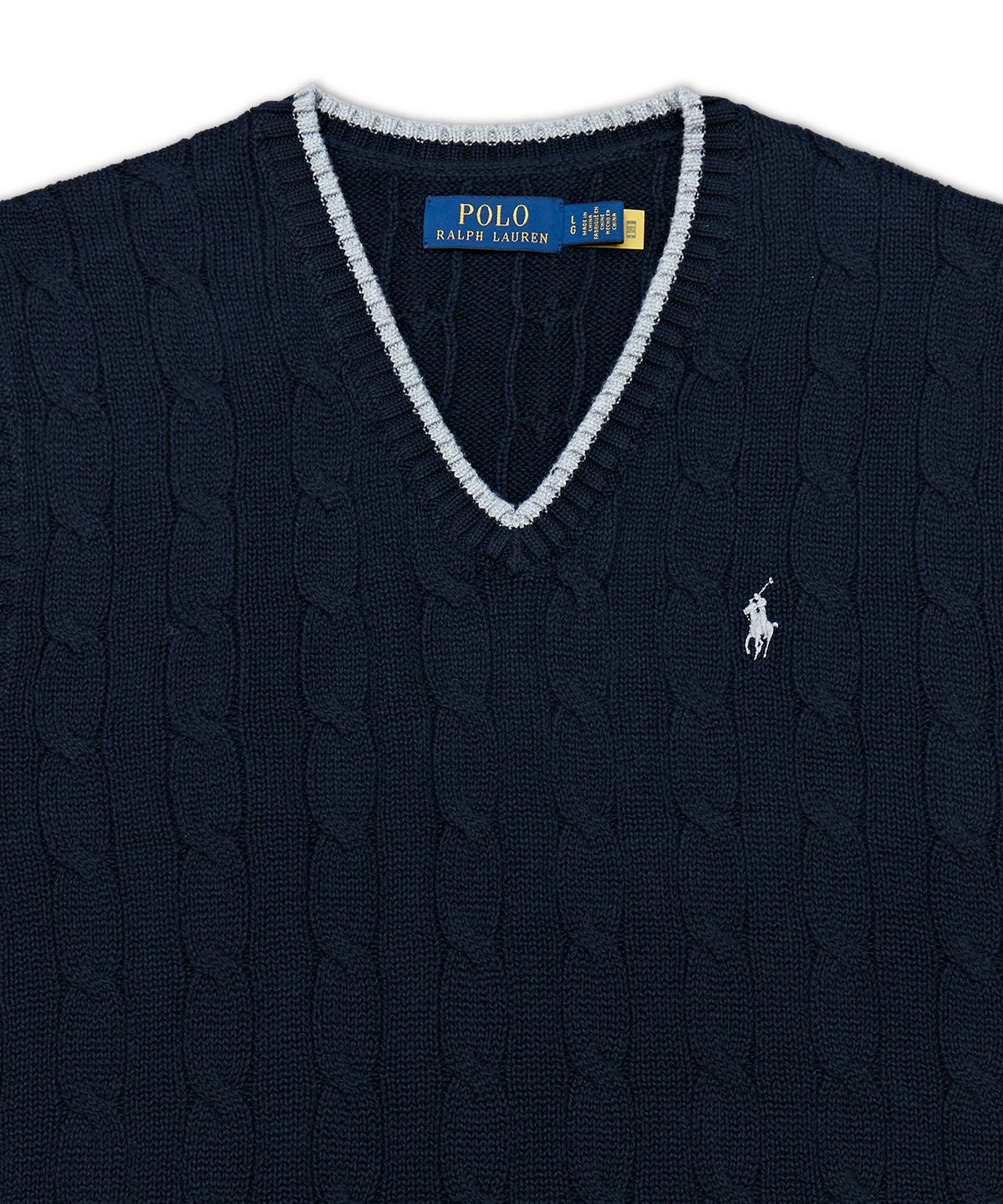 폴로 랄프 로렌(POLO RALPH LAUREN) 케이블 니트 코튼 스웨터 베스트-멀티 컬러