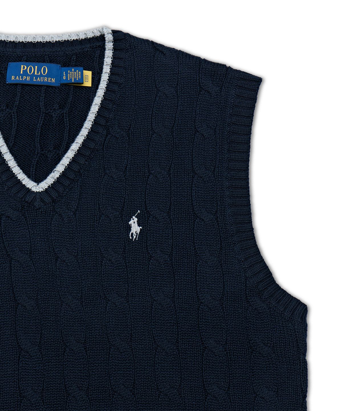 폴로 랄프 로렌(POLO RALPH LAUREN) 케이블 니트 코튼 스웨터 베스트-멀티 컬러