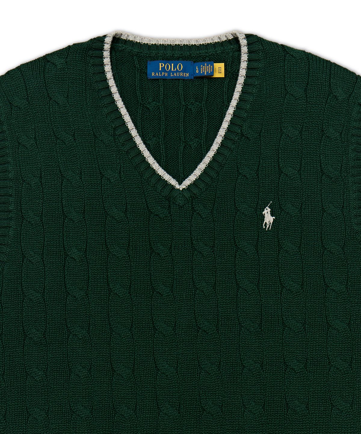 폴로 랄프 로렌(POLO RALPH LAUREN) 케이블 니트 코튼 스웨터 베스트-그린