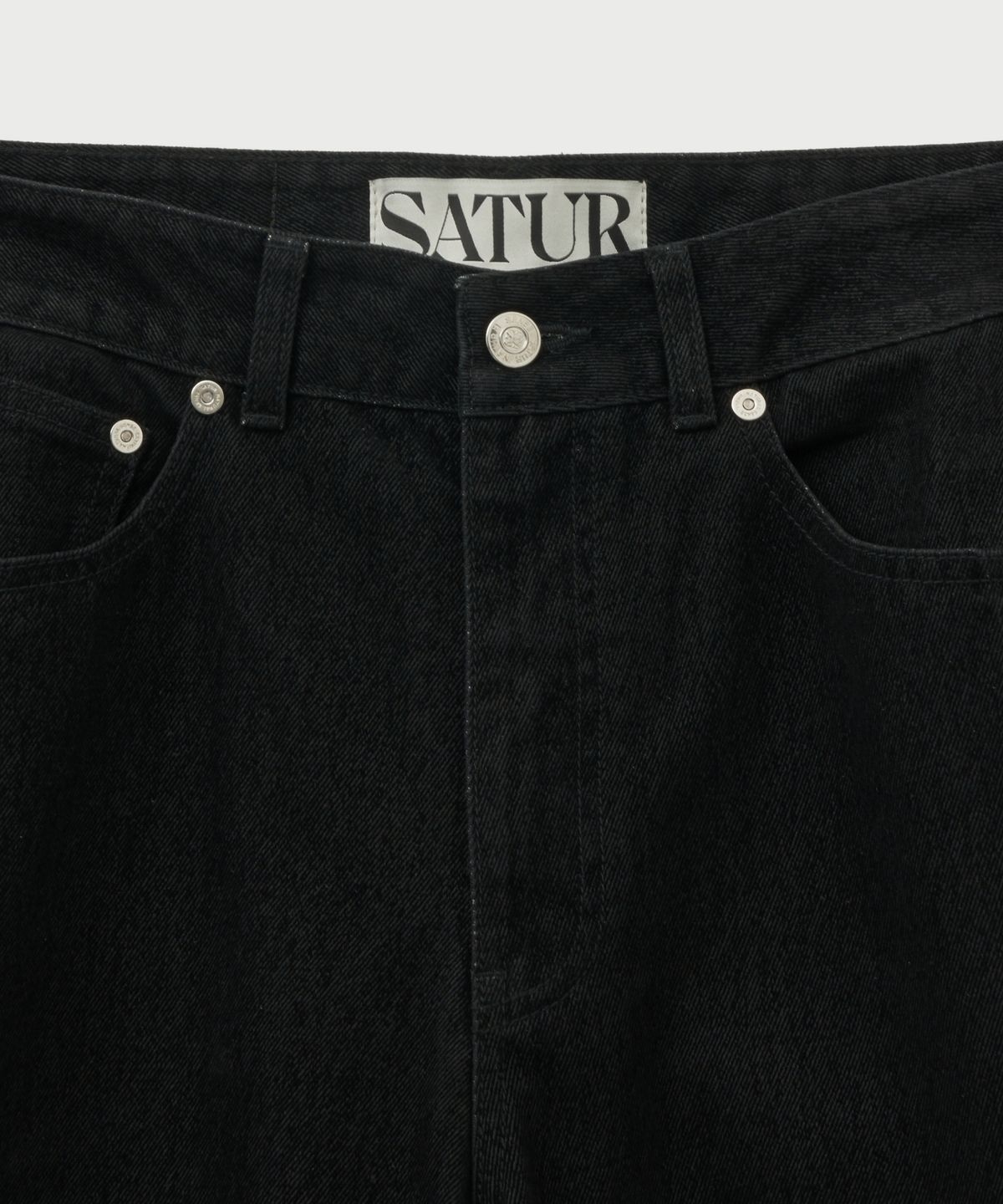 세터(SATUR) 벨벳 와이드 커브드 데님 팬츠 블랙