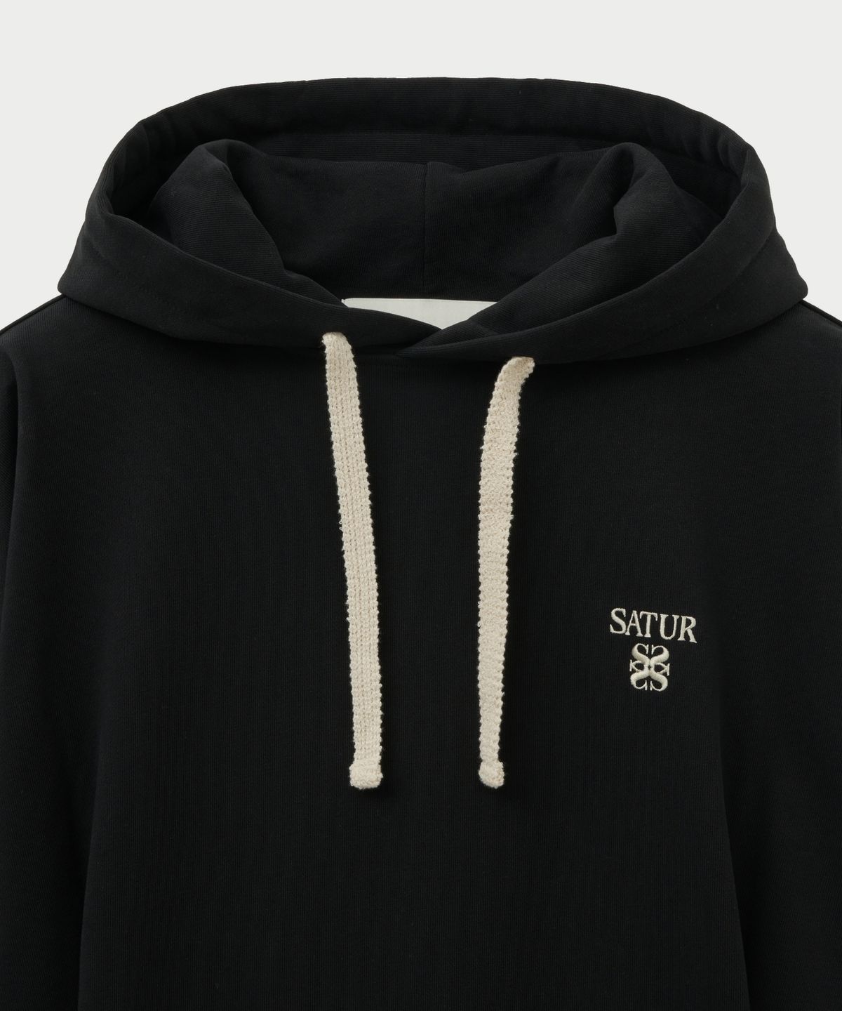 세터(SATUR) 아페로 루즈 핏 턱 포켓 후드 티셔츠 블랙