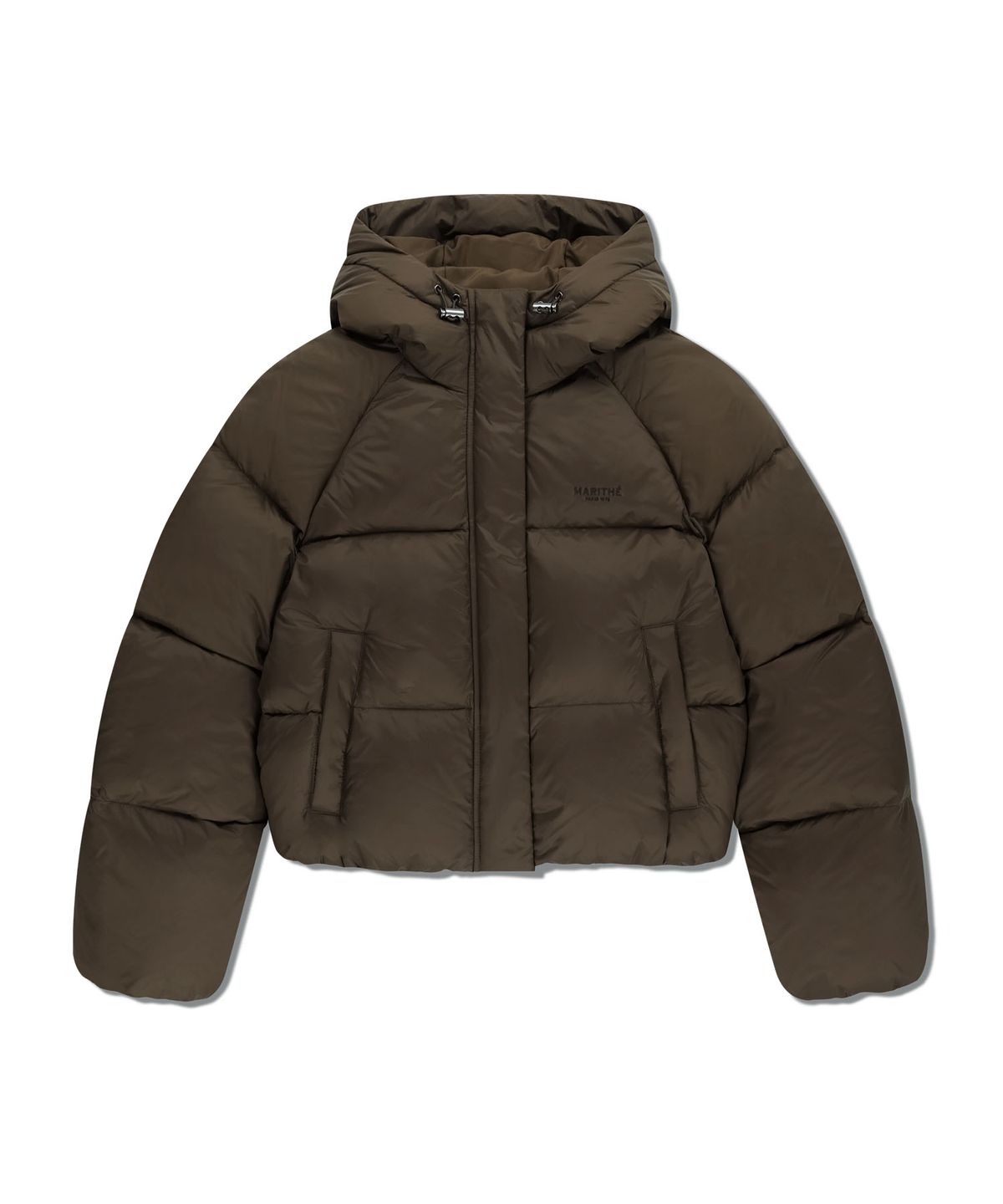 마리떼 프랑소와 저버(MARITHÉ + FRANҪOIS GIRBAUD) W REGULAR LOGO HOODED CROP DOWN JACKET brown