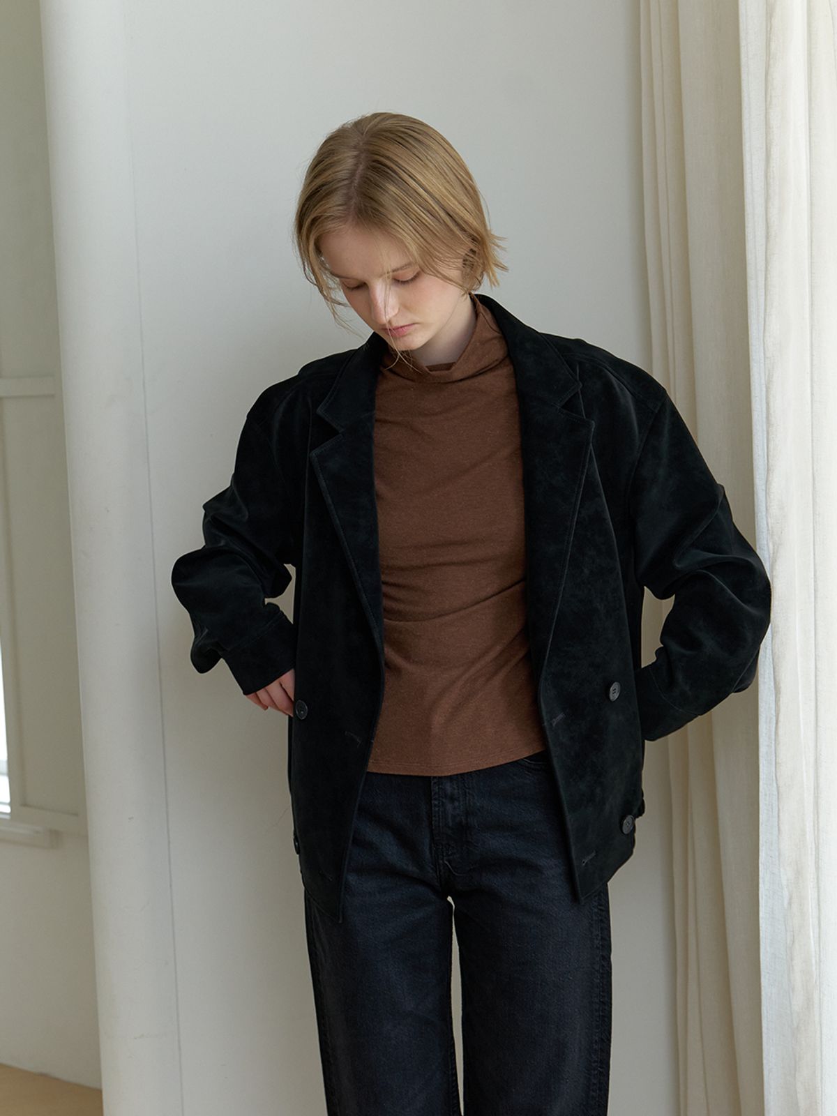 리지(LEEZIE) Eclipse Fake Leather Jacket_S (2Colors)