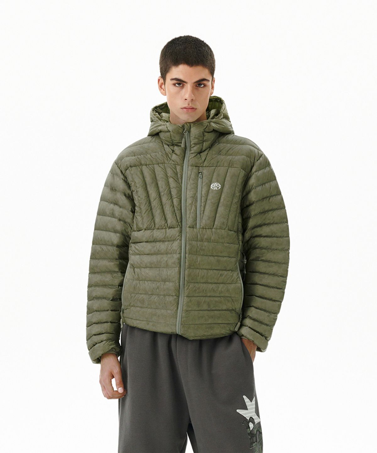 마하그리드(MAHAGRID) LIGHT HOODED DOWN PUFFER KHAKI(MG2FWMB903A)