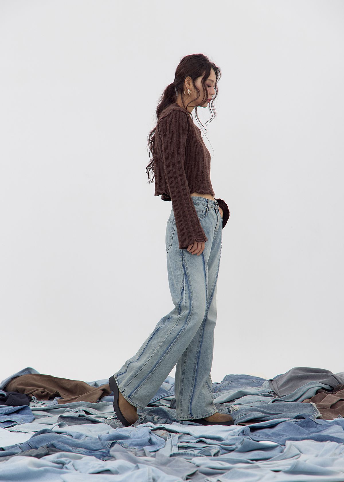 노 엑스트라 터치(NO EXTRA TOUCH) Boho Damage Knit (Brown) / 25FWKP001BR