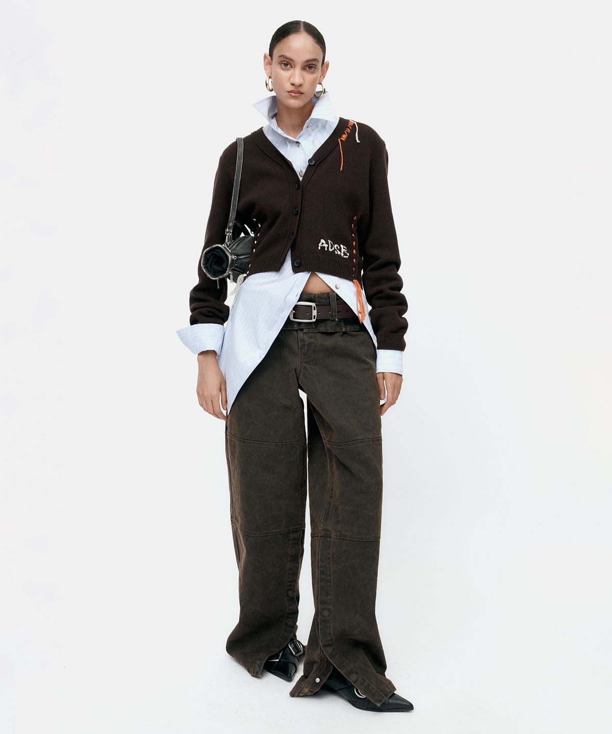 앤더슨벨(ADSB ANDERSSON BELL) MORGAN HAND STITCHED KNIT CARDIGAN atb1382w(BROWN)