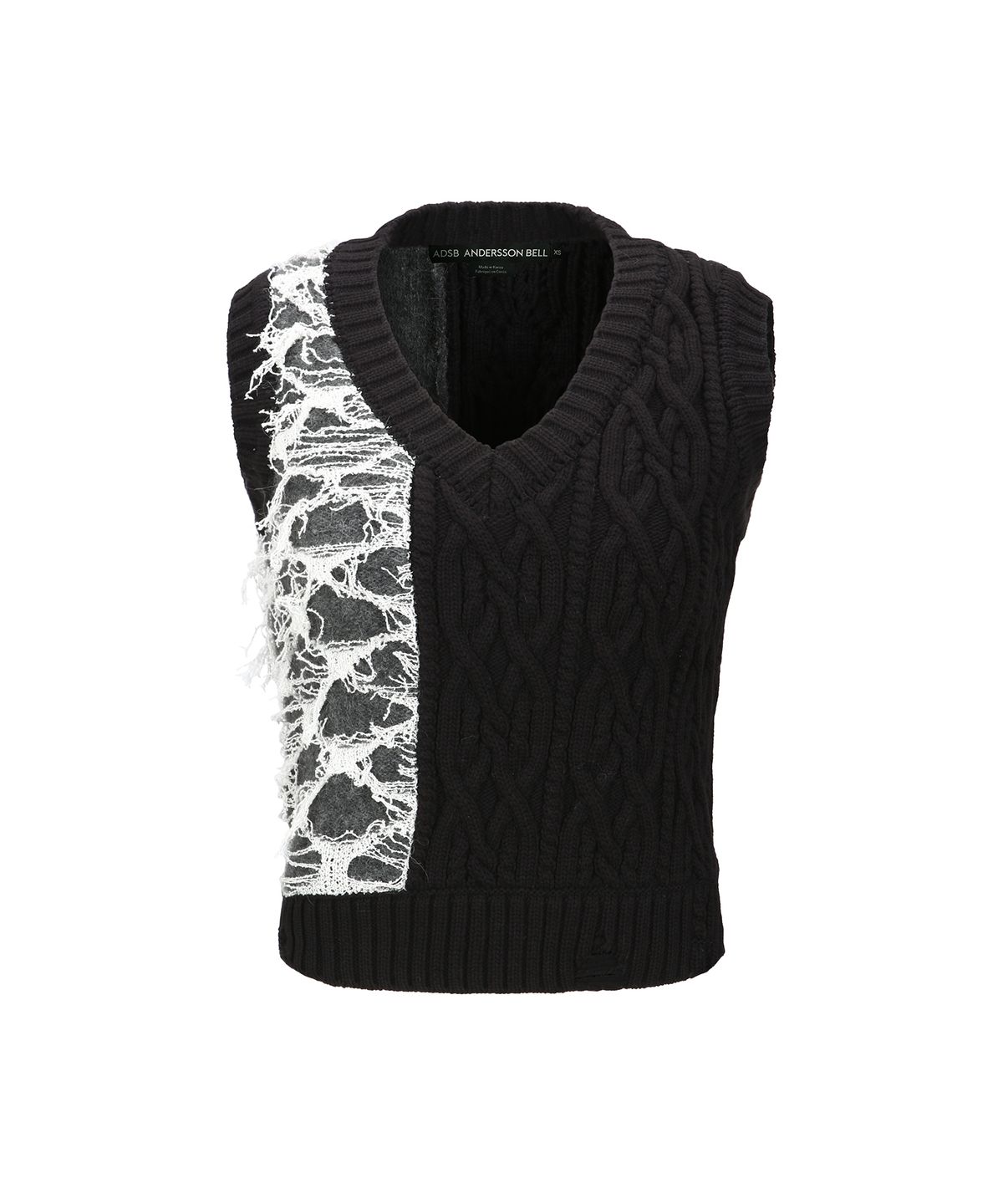 앤더슨벨(ADSB ANDERSSON BELL) BOUCLE CABLE PATCHWORK KNIT VEST atb1355w(CHARCOAL)