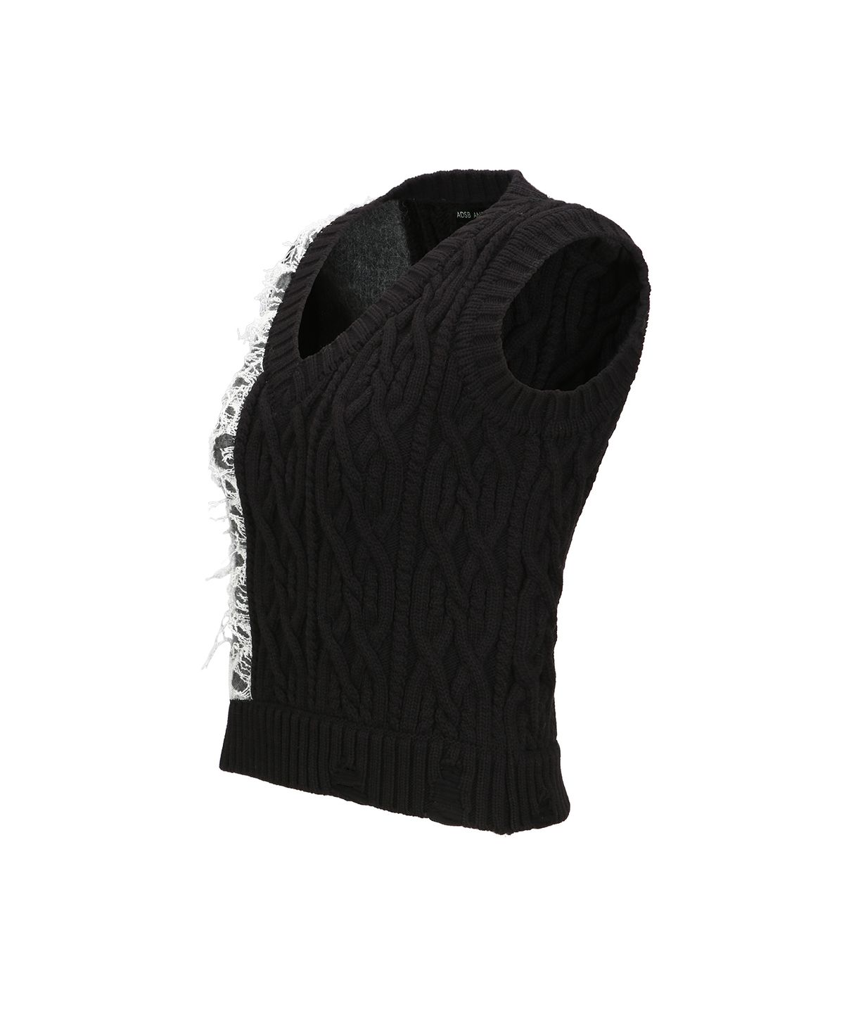 앤더슨벨(ADSB ANDERSSON BELL) BOUCLE CABLE PATCHWORK KNIT VEST atb1355w(CHARCOAL)