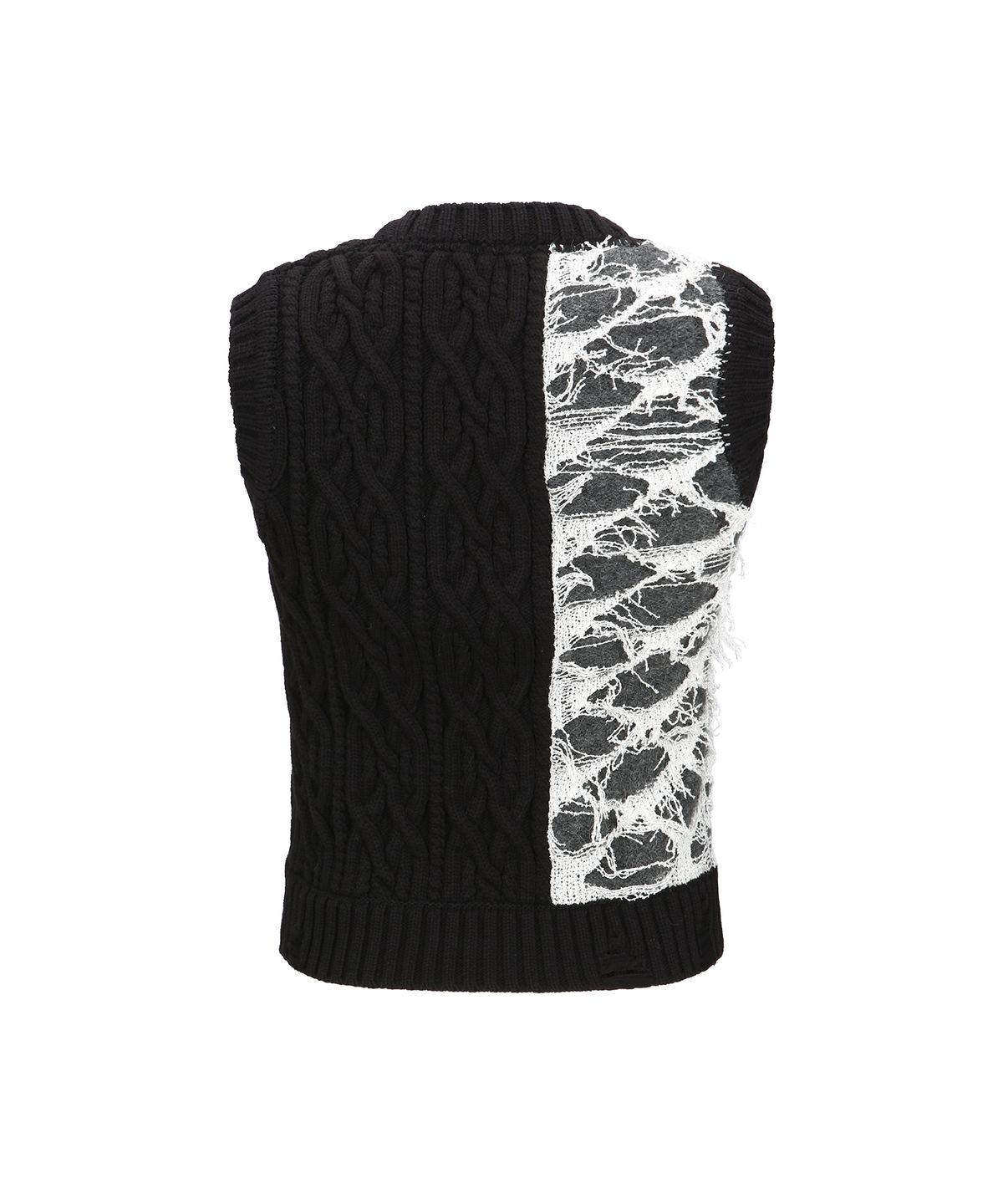 앤더슨벨(ADSB ANDERSSON BELL) BOUCLE CABLE PATCHWORK KNIT VEST atb1355w(CHARCOAL)