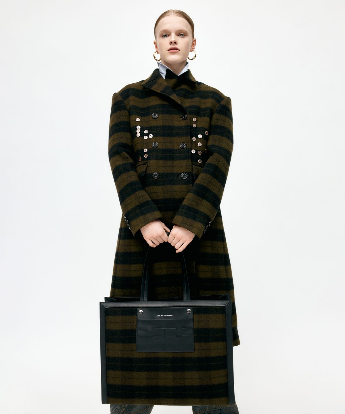 앤더슨벨(ADSB ANDERSSON BELL) LACIE CHECK BUTTONS COAT awa726w(GREEN)