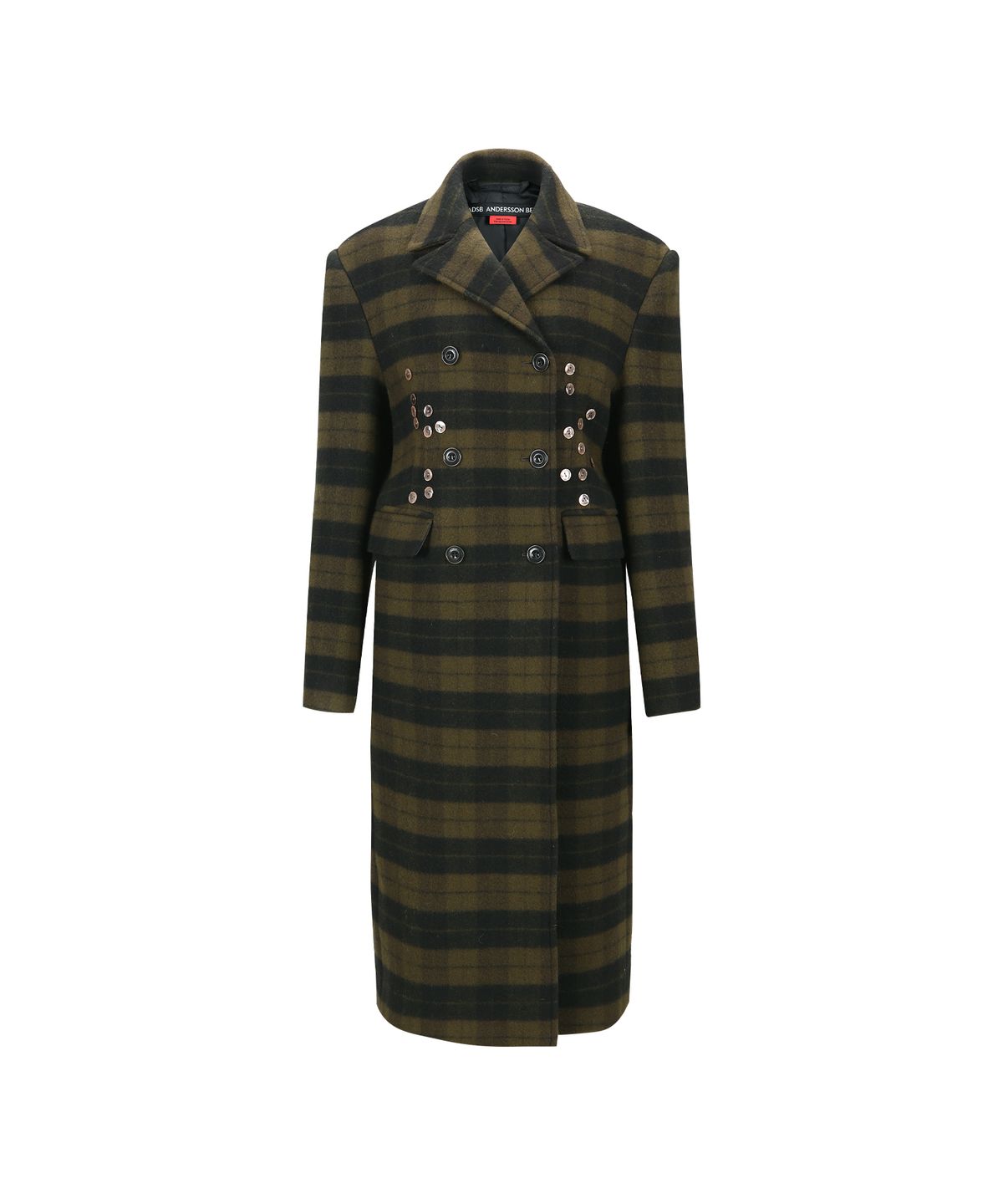 앤더슨벨(ADSB ANDERSSON BELL) LACIE CHECK BUTTONS COAT awa726w(GREEN)