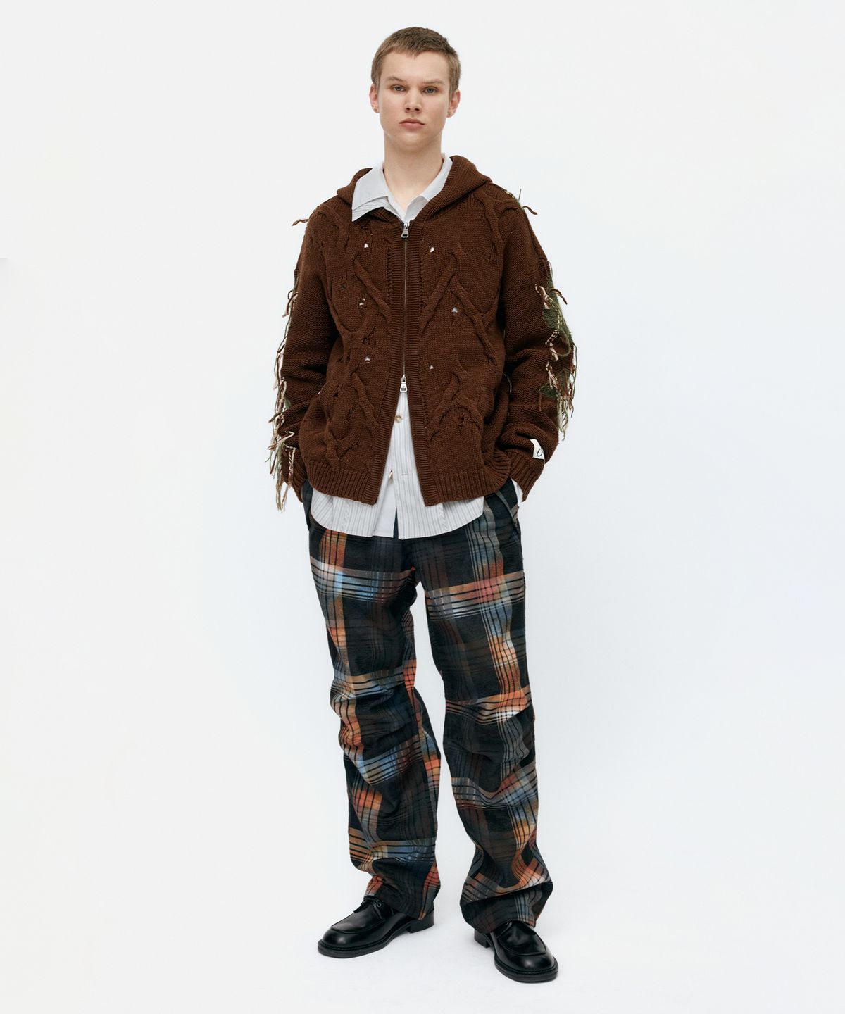 앤더슨벨(ADSB ANDERSSON BELL) UNISEX ARGYLE FISHERMAN HOOD ZIP-UP atb1347u(BROWN)