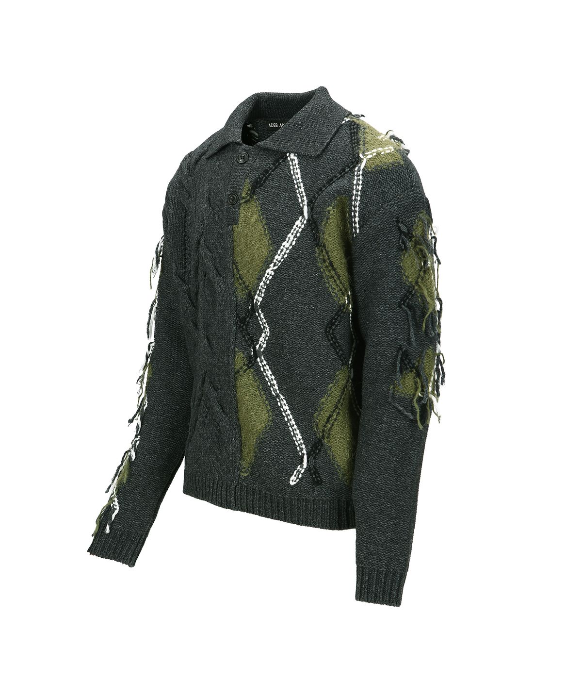 앤더슨벨(ADSB ANDERSSON BELL) ARGYLE FISHERMAN POLO SWEATER atb1346m(CHARCOAL)