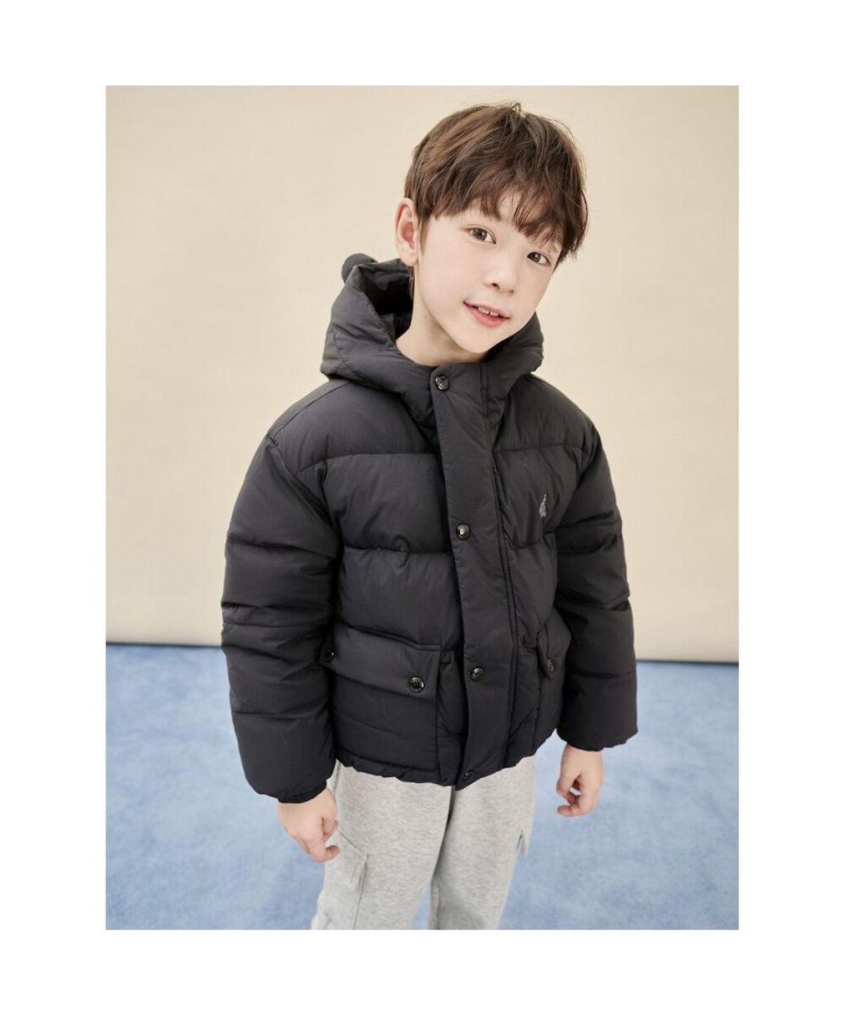 빈폴 키즈(BEANPOLE KIDS) 귀달이 중경량 다운  블랙 (BI5X38U015) (BI5X38U015)
