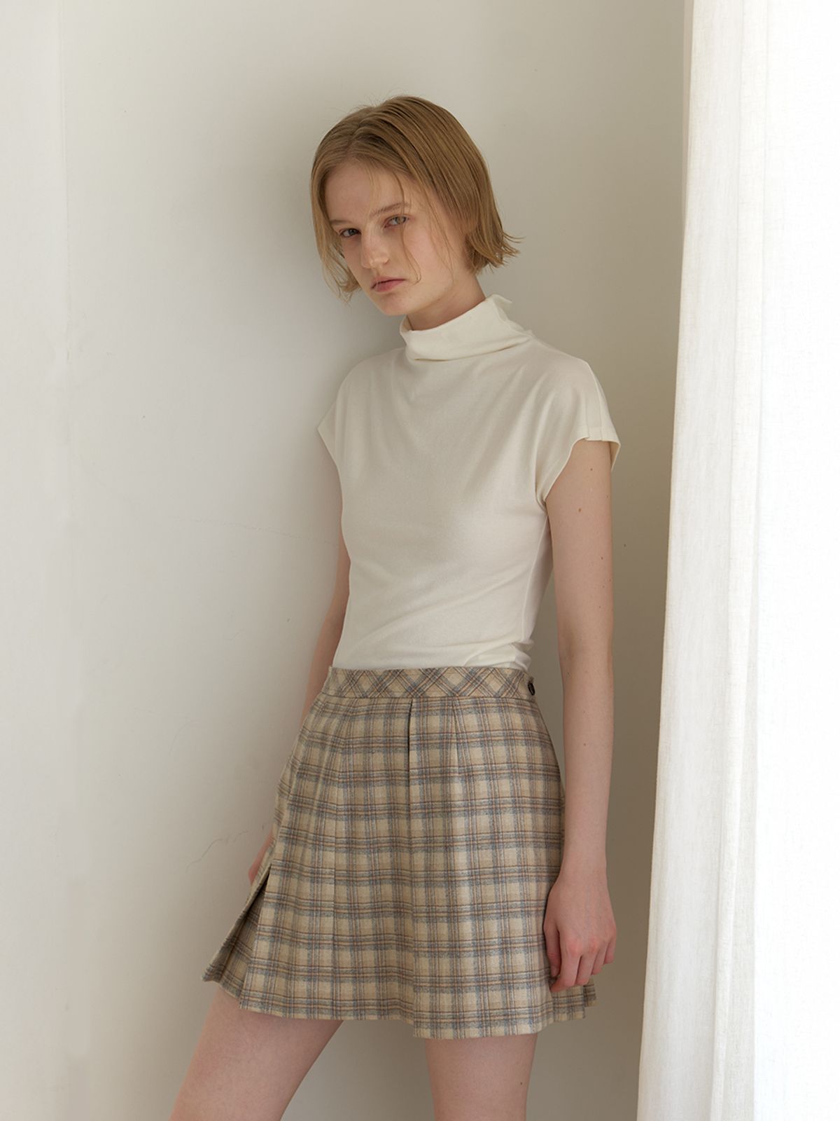 리지(LEEZIE) Haze Check Wrap Skirt