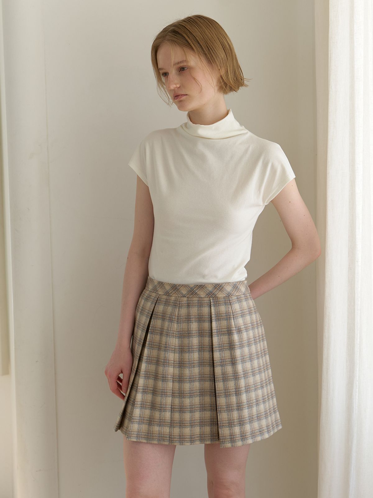 리지(LEEZIE) Haze Check Wrap Skirt