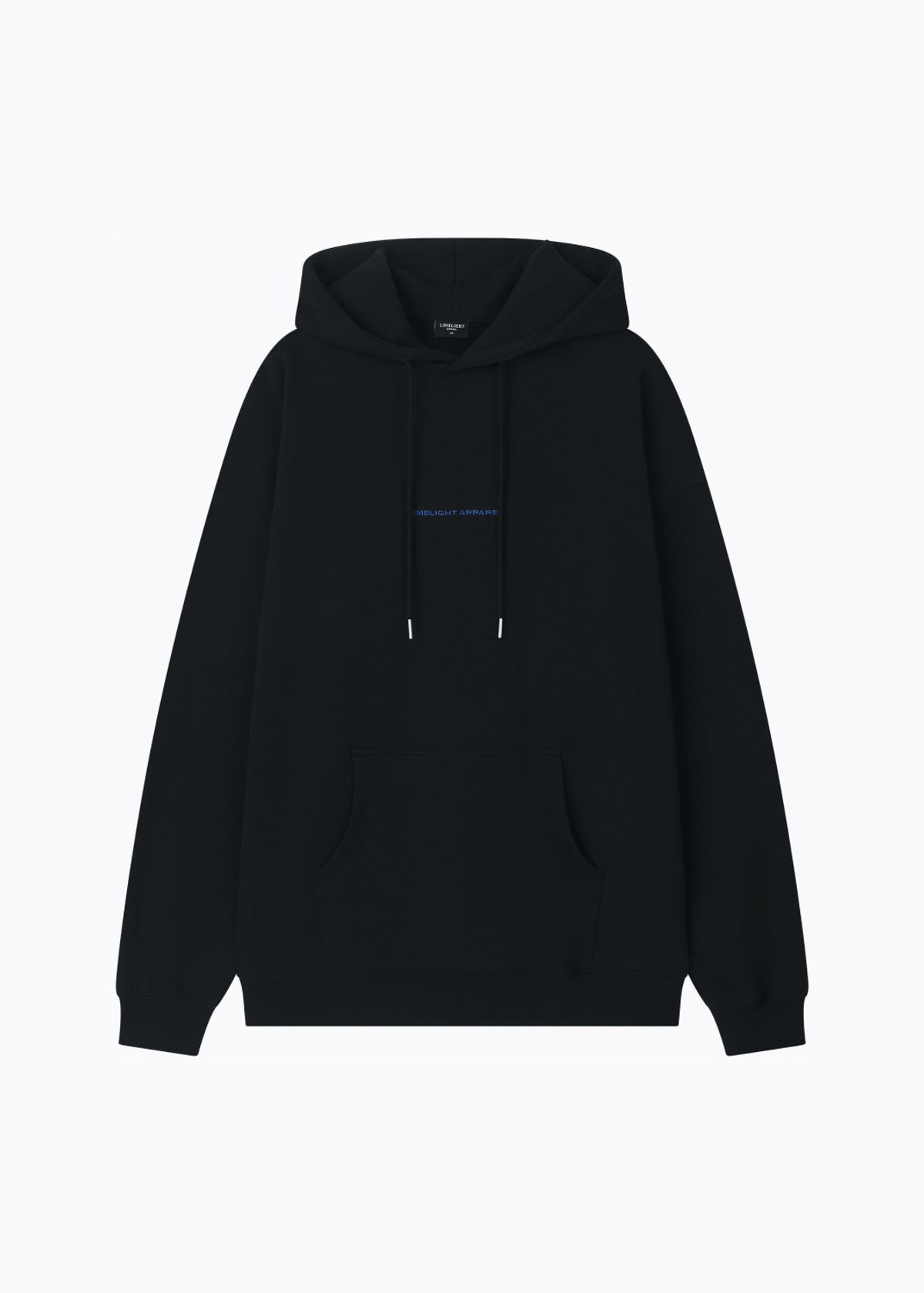 라임라잇 어패럴(LIMELIGHT APPAREL) 어패럴 자수 심플 로고 오버사이즈 후디 (블랙/블루)