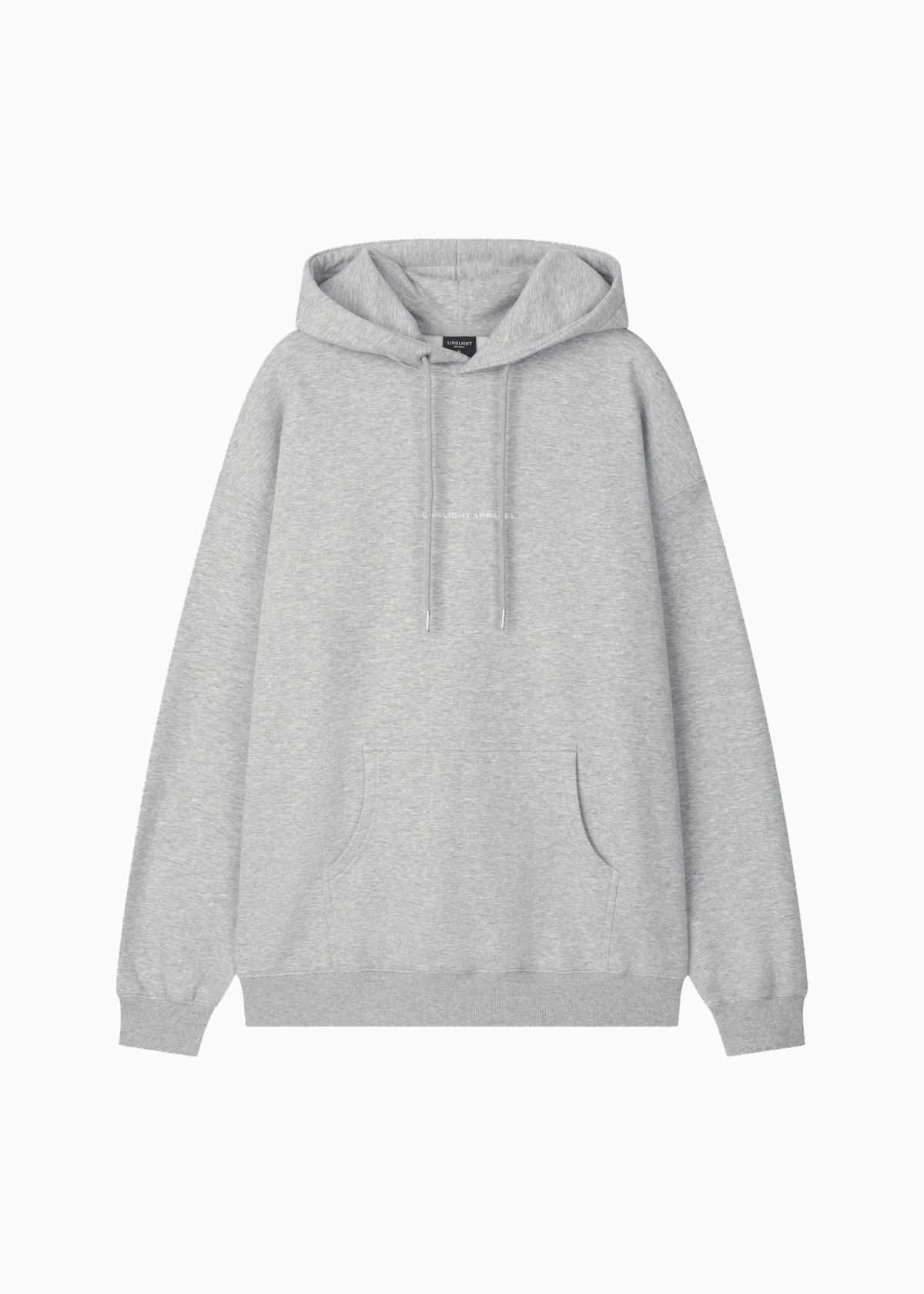 라임라잇 어패럴(LIMELIGHT APPAREL) 어패럴 자수 심플 로고 오버사이즈 후디 (그레이 멜란지/화이트)