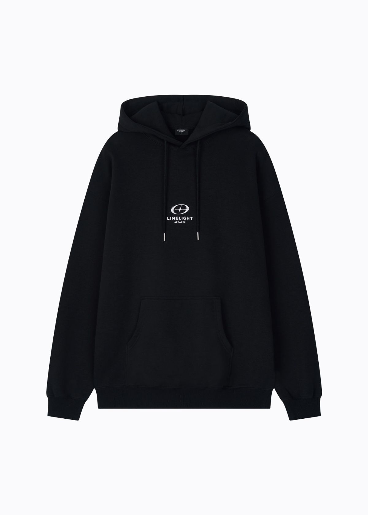 라임라잇 어패럴(LIMELIGHT APPAREL) 어패럴 스타라이트 로고 오버사이즈 후디 (블랙/화이트)