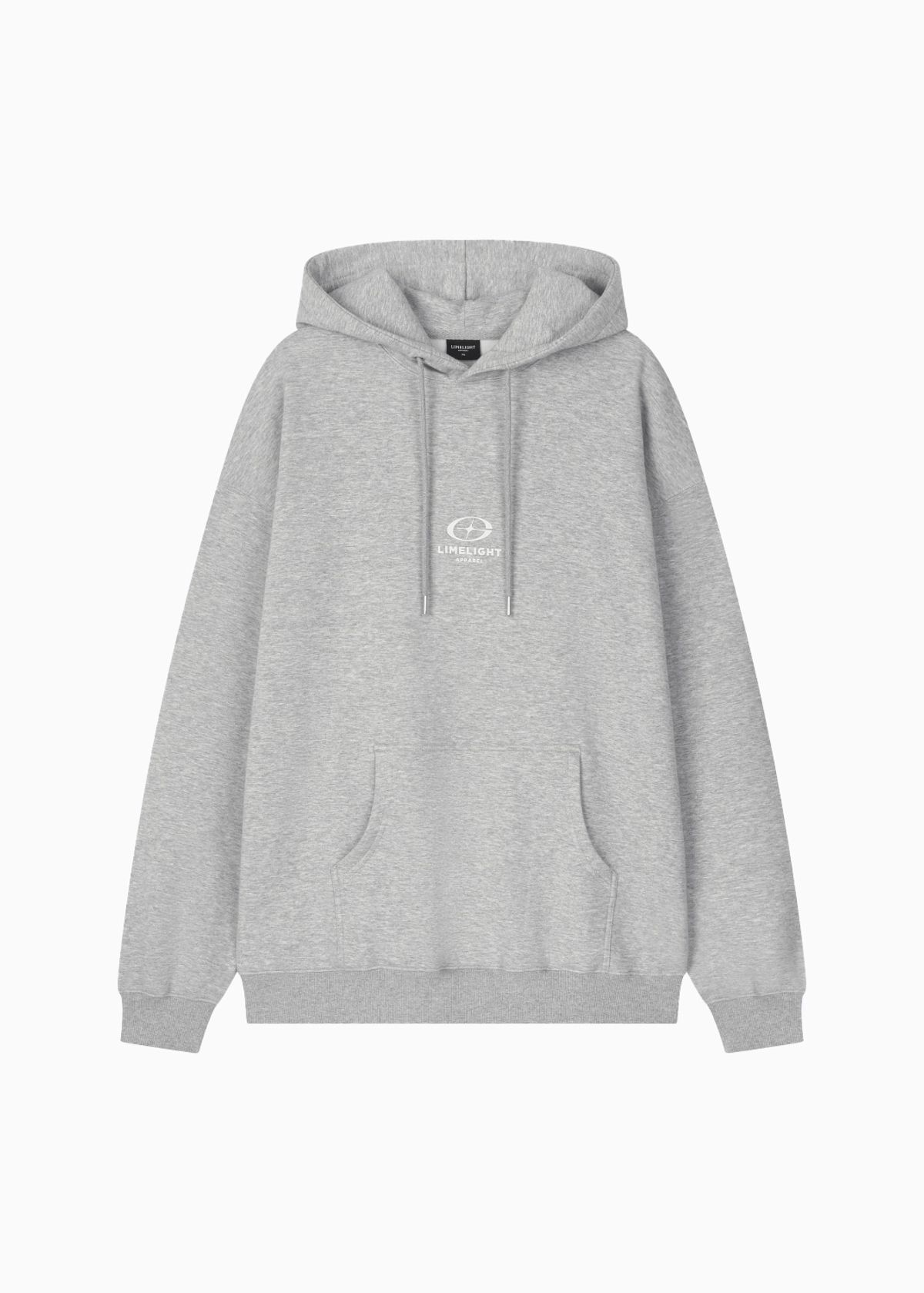 라임라잇 어패럴(LIMELIGHT APPAREL) 어패럴 스타라이트 로고 오버사이즈 후디 (그레이 멜란지/화이트)