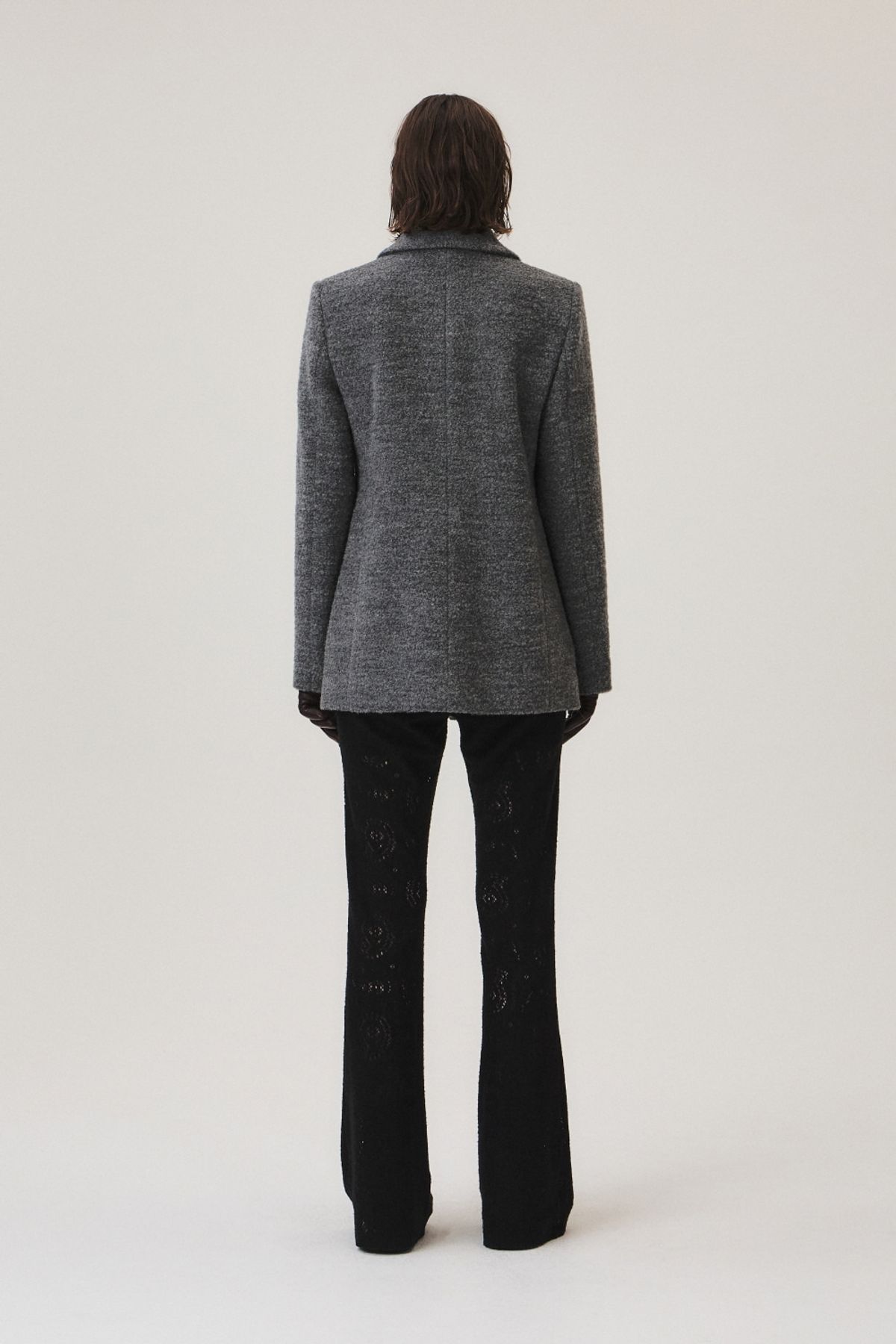 쿠메(KUMÉ) Alpaca Boucle Midi Jacket, Melange Gray