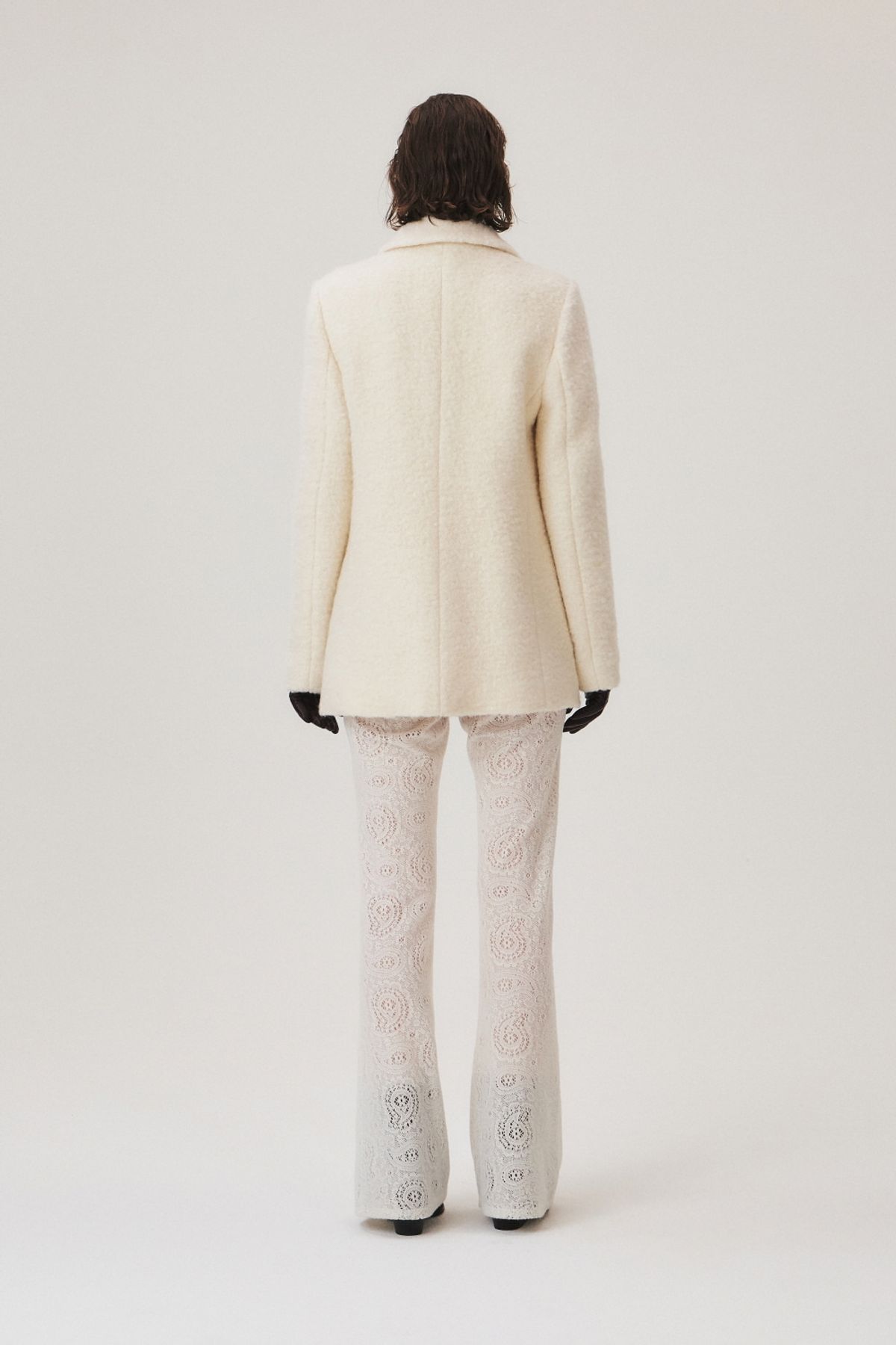 쿠메(KUMÉ) Alpaca Boucle Midi Jacket, Ivory