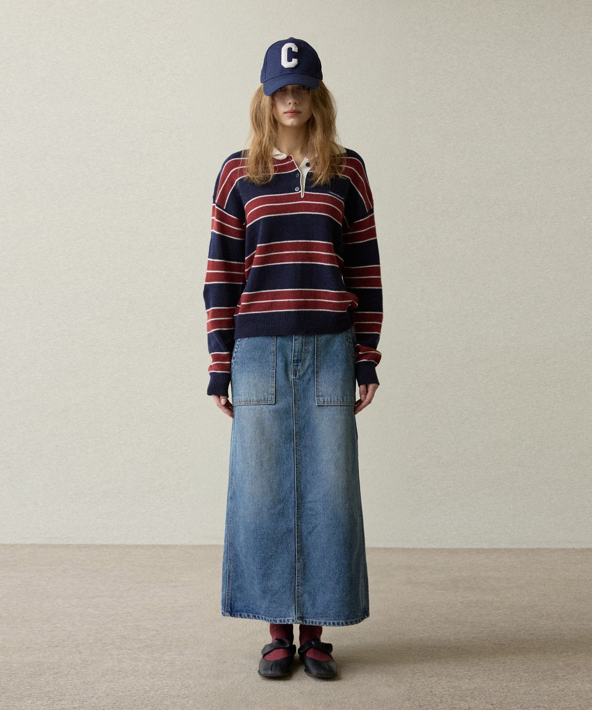 오픈도어스튜디오(OPENDOORSTUDIO) color stripes knit navy