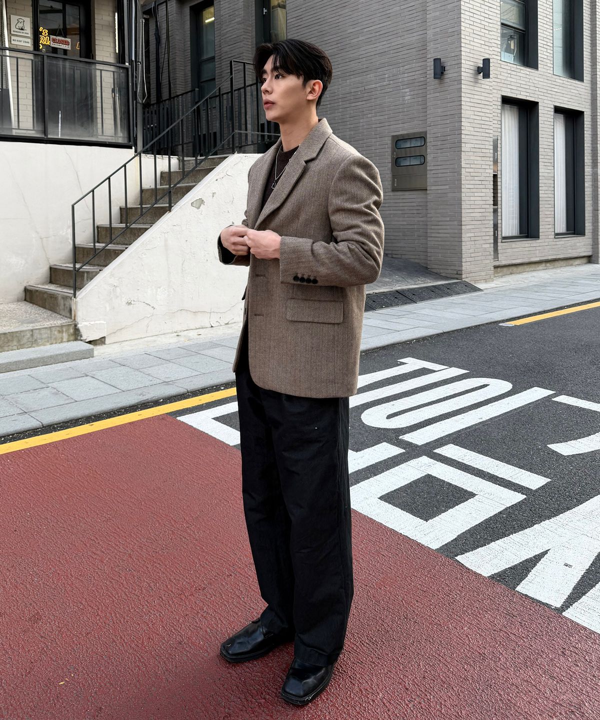 마인드브릿지(MINDBRIDGE) [COUTURE]헤링본 오버핏 자켓