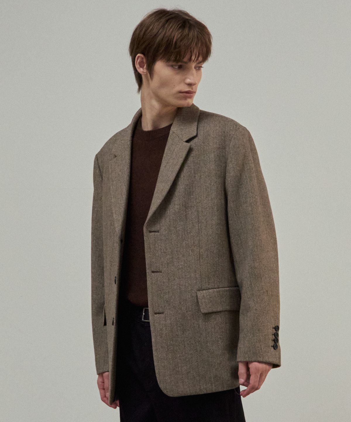 마인드브릿지(MINDBRIDGE) [COUTURE]헤링본 오버핏 자켓