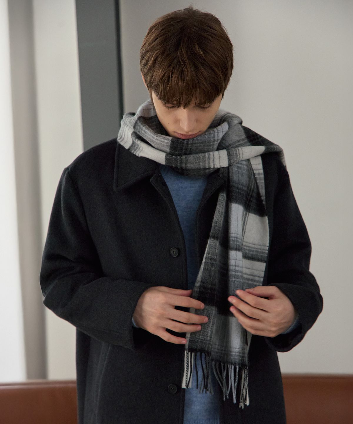 마인드브릿지(MINDBRIDGE) 100%울 체크 데일리 머플러 - 2color