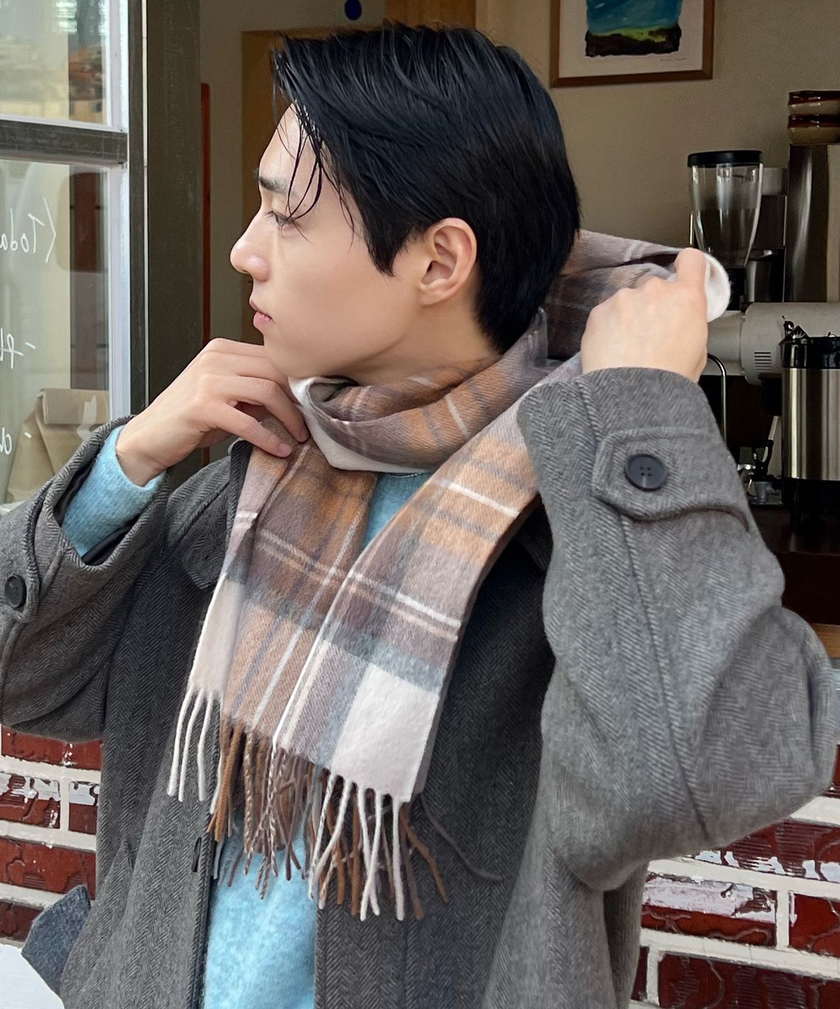 마인드브릿지(MINDBRIDGE) 100%울 체크 데일리 머플러 - 2color