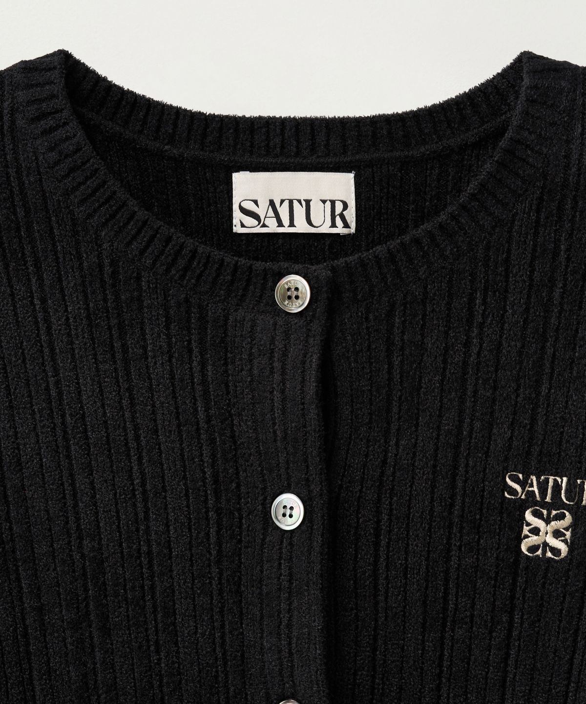 세터(SATUR) (W) 플리스 크루 넥 가디건 블랙