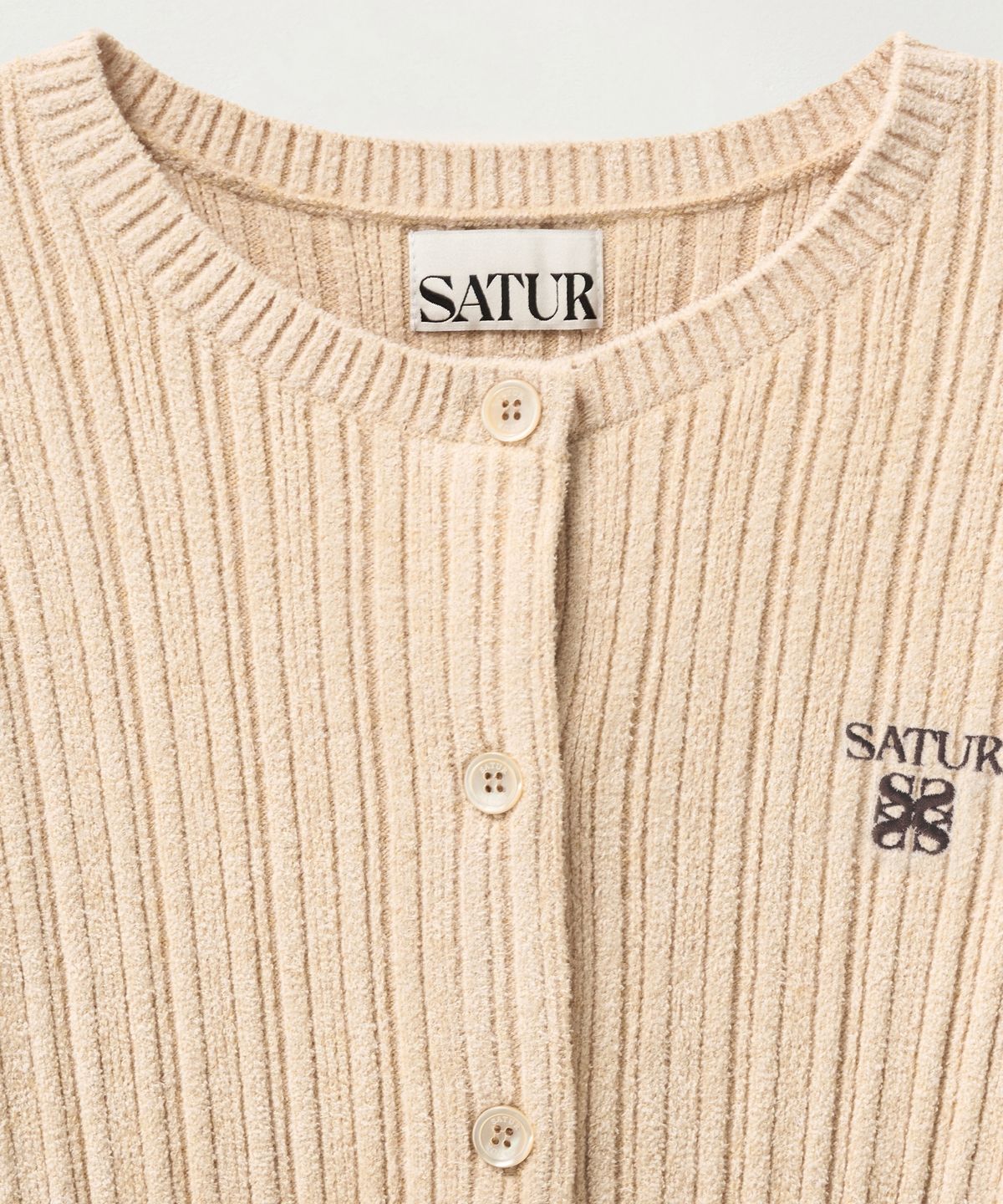 세터(SATUR) (W) 플리스 크루 넥 가디건 크림