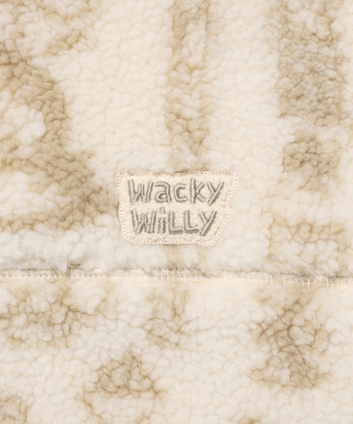 와키윌리(WACKY WILLY) 플리스 패턴 후드 점퍼 크림
