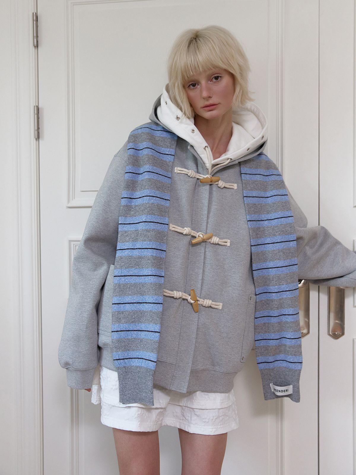 민더리(MEENDERI) [UNISEX] BIG POCKET DUFFLE JACKET - GREY