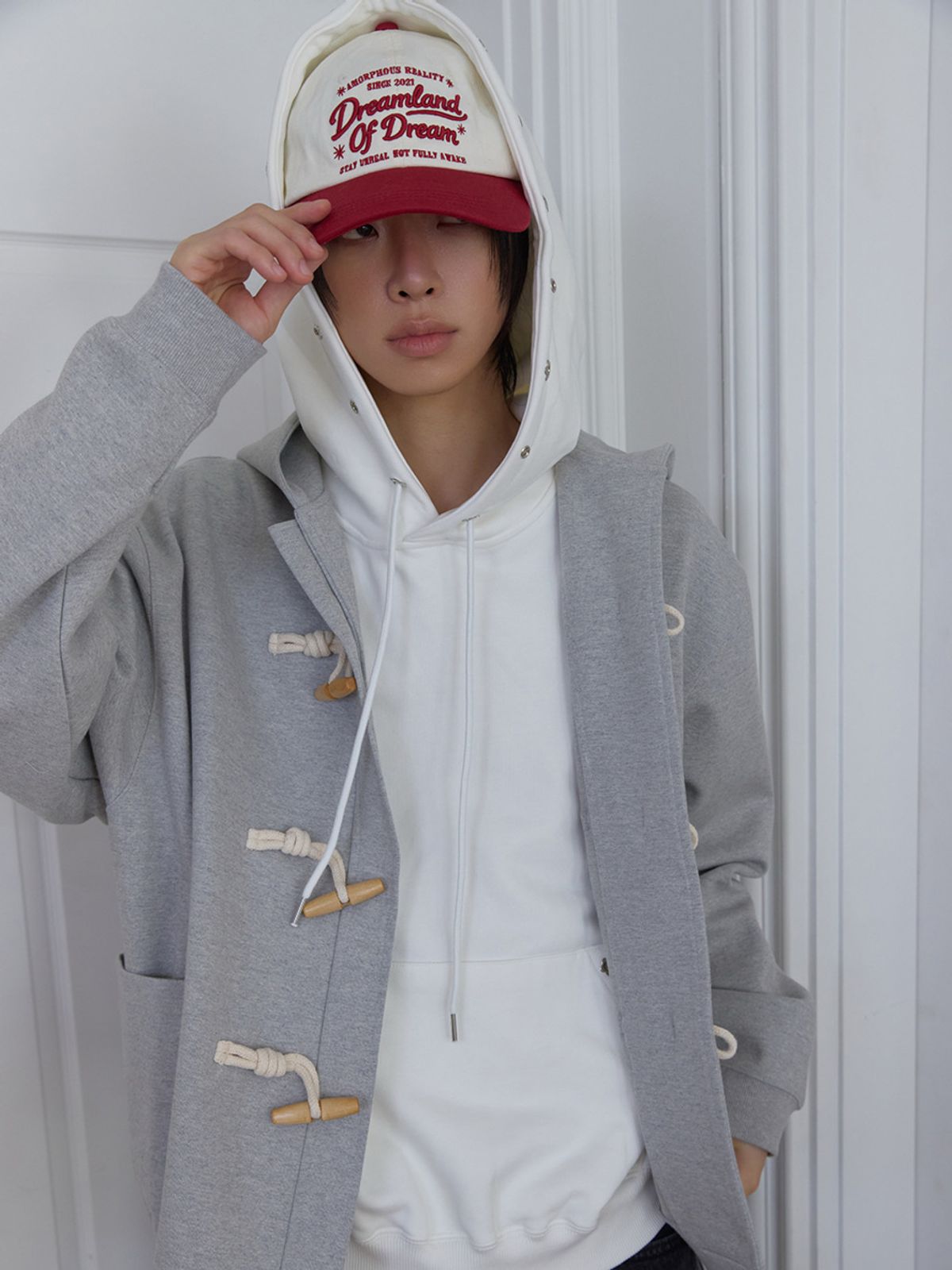 민더리(MEENDERI) [UNISEX] BIG POCKET DUFFLE JACKET - GREY