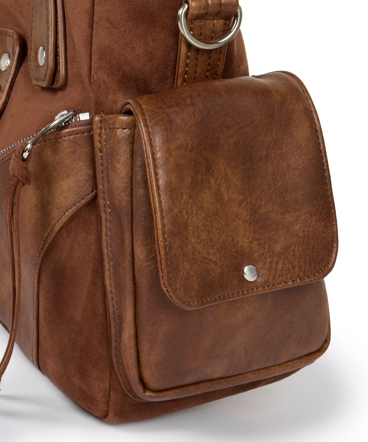 이우가마카라스(IUGAMAKARAS) Studded Suede Shoulder Bag (Brown)