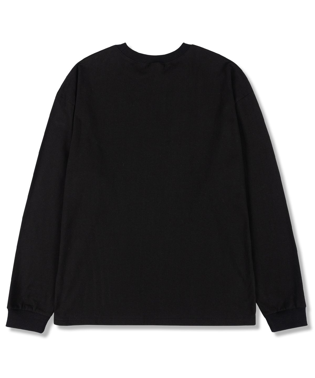 미드나잇12에이엠(MIDNIGHT12AM) 무지 오버핏 긴팔티셔츠 블랙 (시보리선택)