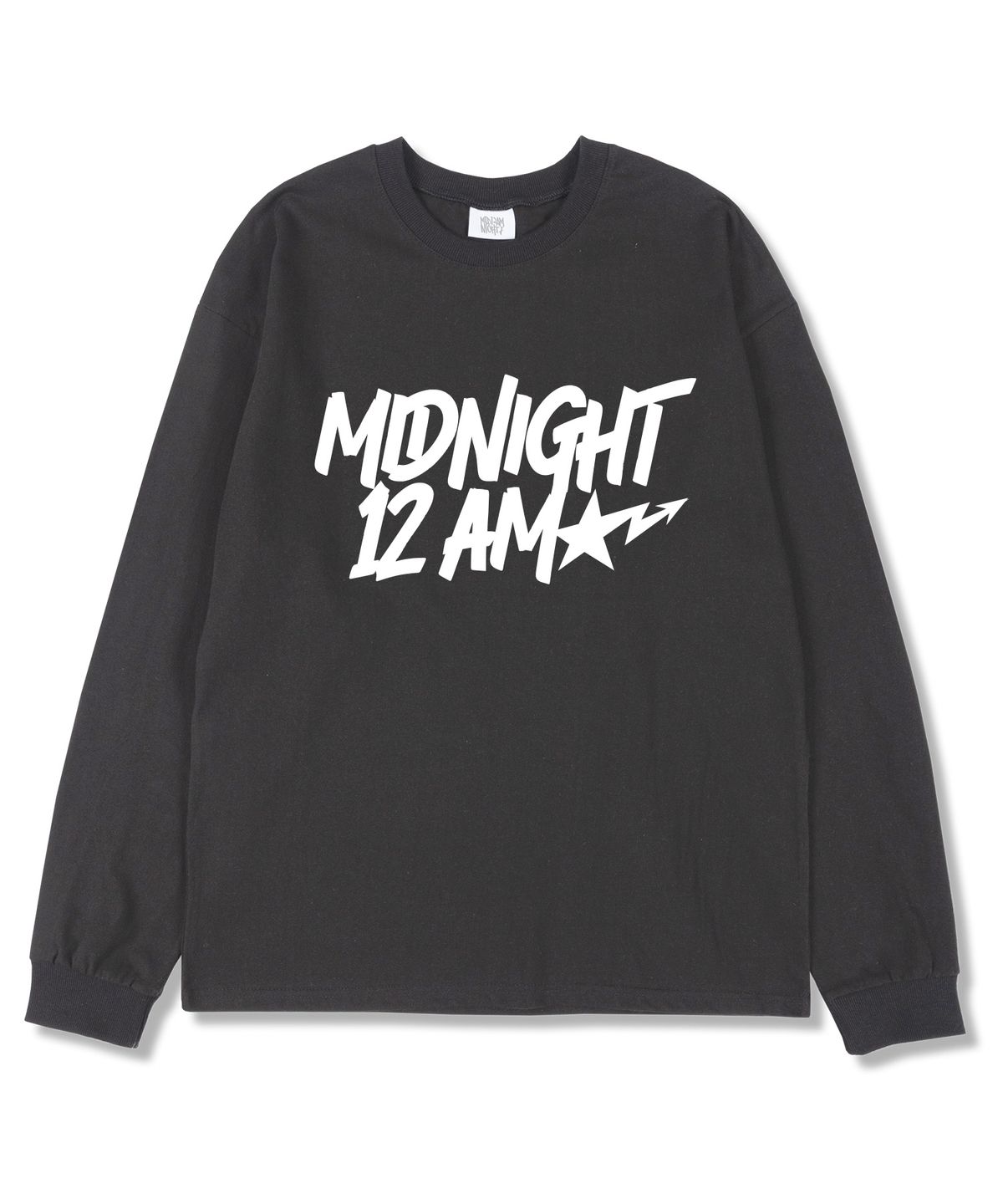 미드나잇12에이엠(MIDNIGHT12AM) 스타포인트 오버핏 긴팔티셔츠 다크그레이 (시보리선택)